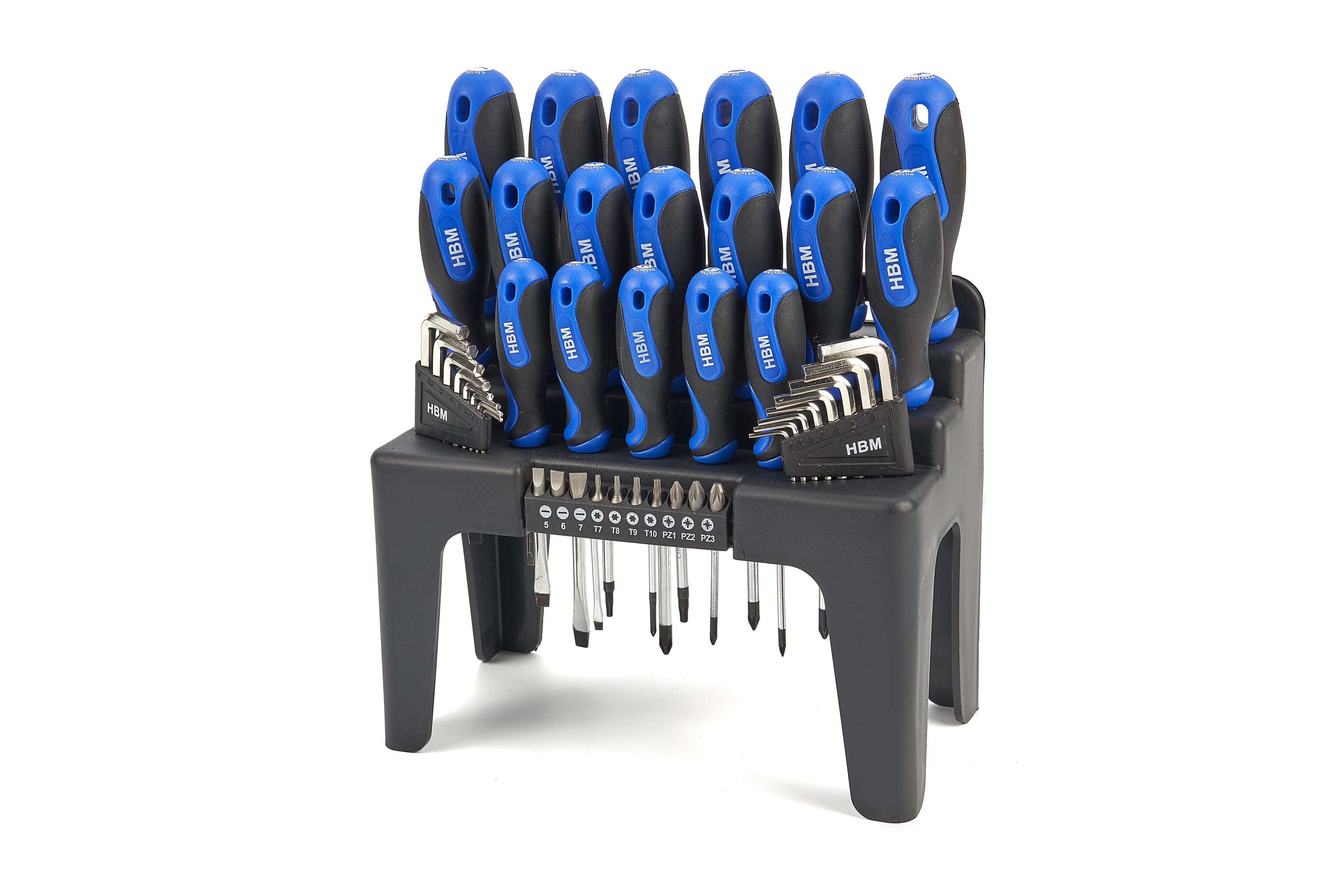 HBM Profi 44-teiliger Softgrip-Schraubendreher-Satz, Innensechskantschlüssel-Satz und Bit-Set