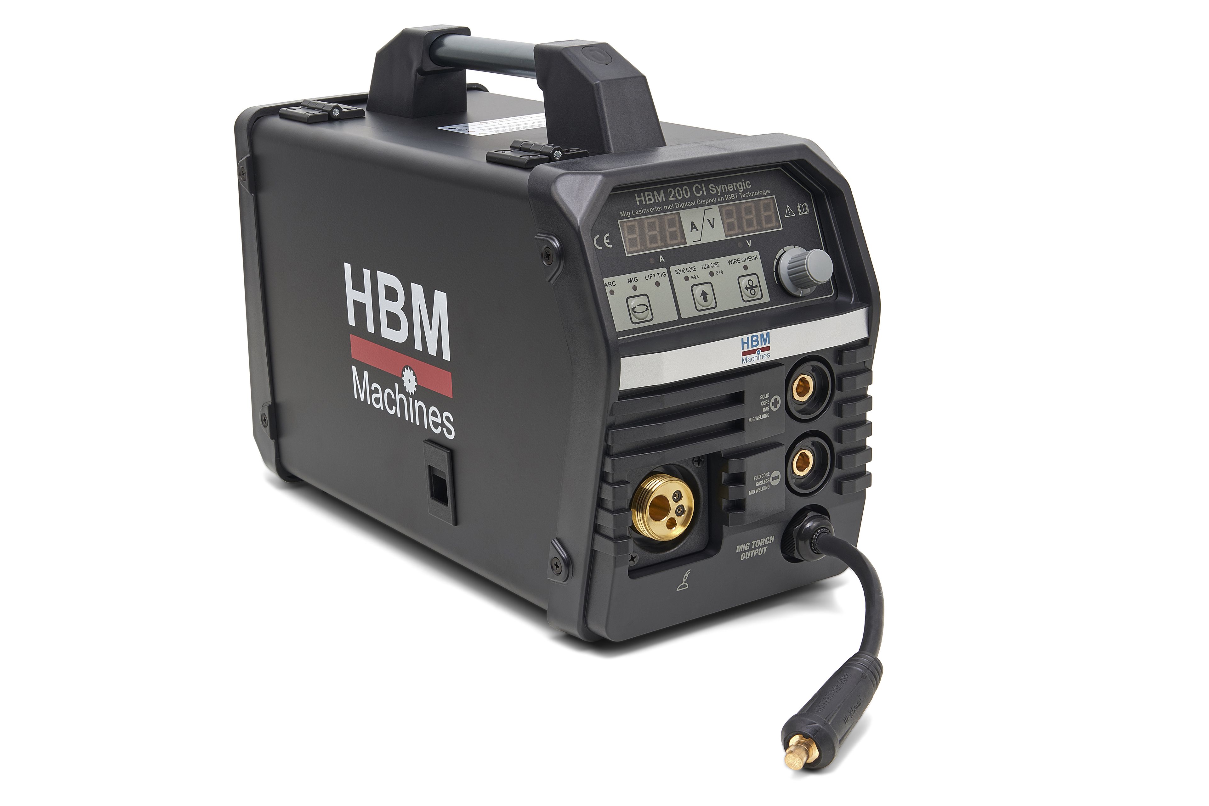 HBM 200 CI Synergic Mig Inverter per Saldatura con Display Digitale e Tecnologia IGBT Nera Image 2