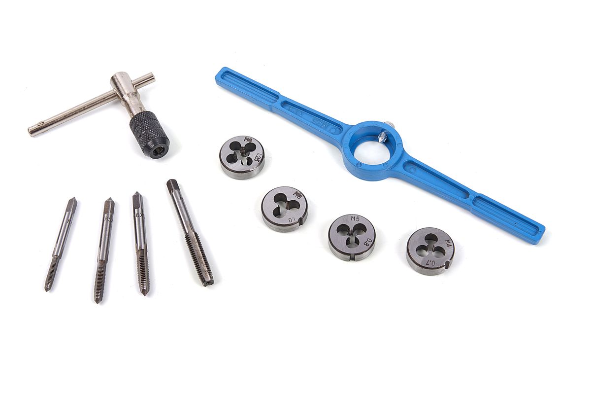 Conjunto de brocas HBM con placas de corte, llave de apriete y manivela de grifo de 10 piezas