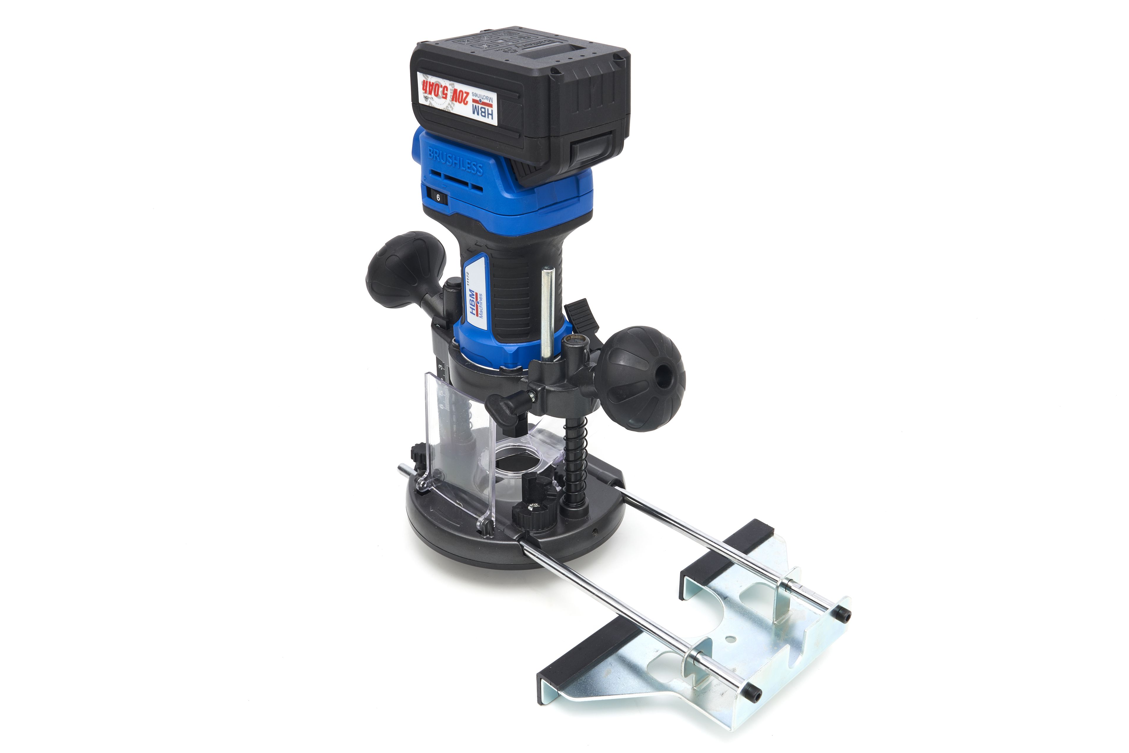 Fresatrice Professionale HBM da 20 Volt 5,0 AH Li-ion e 2 Batterie Li-ion Image 7