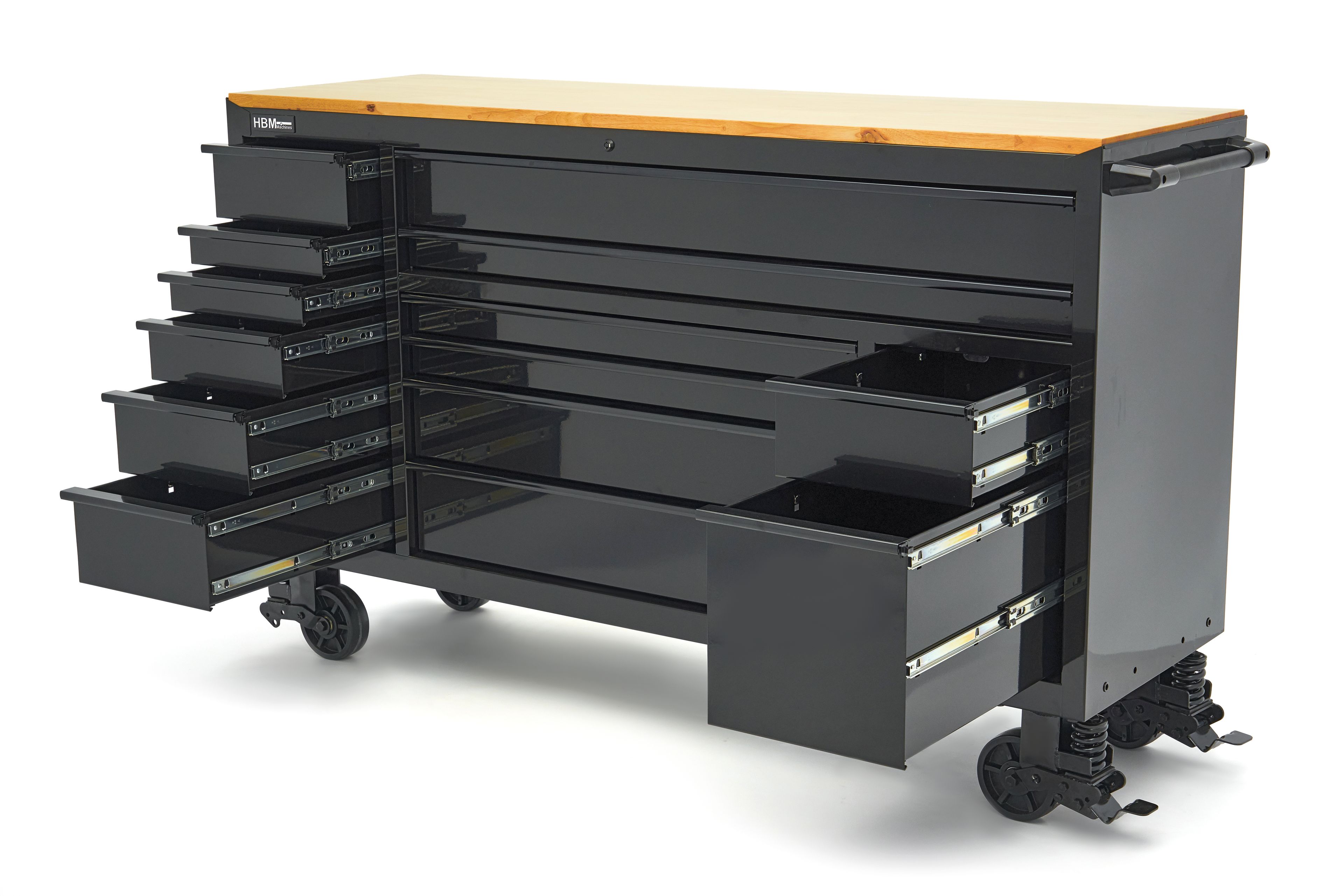 HBM gereedschapswagen, 14 laden, 182 cm, zwart Image 6