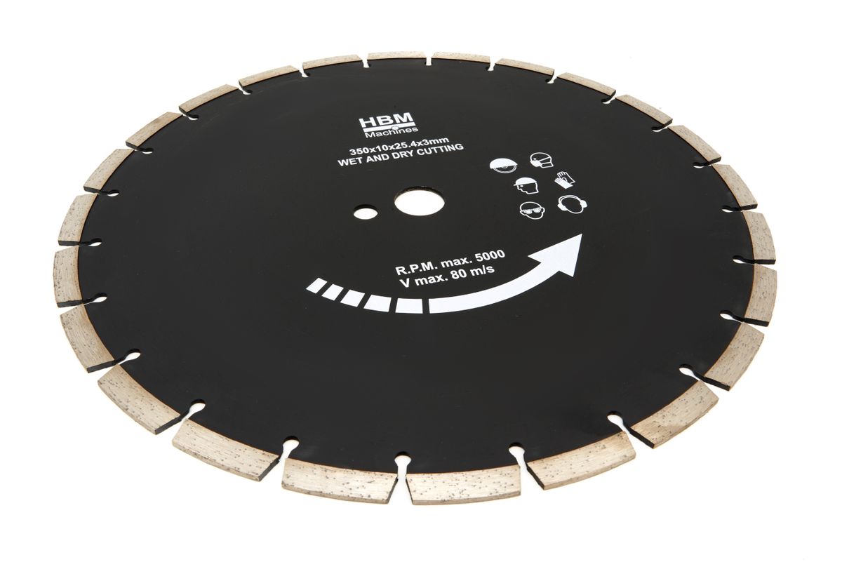 Hoja de sierra de diamante HBM de 350 mm para la Máquina Profesional para Cortar Piedras HBM de 350 mm - 2300W