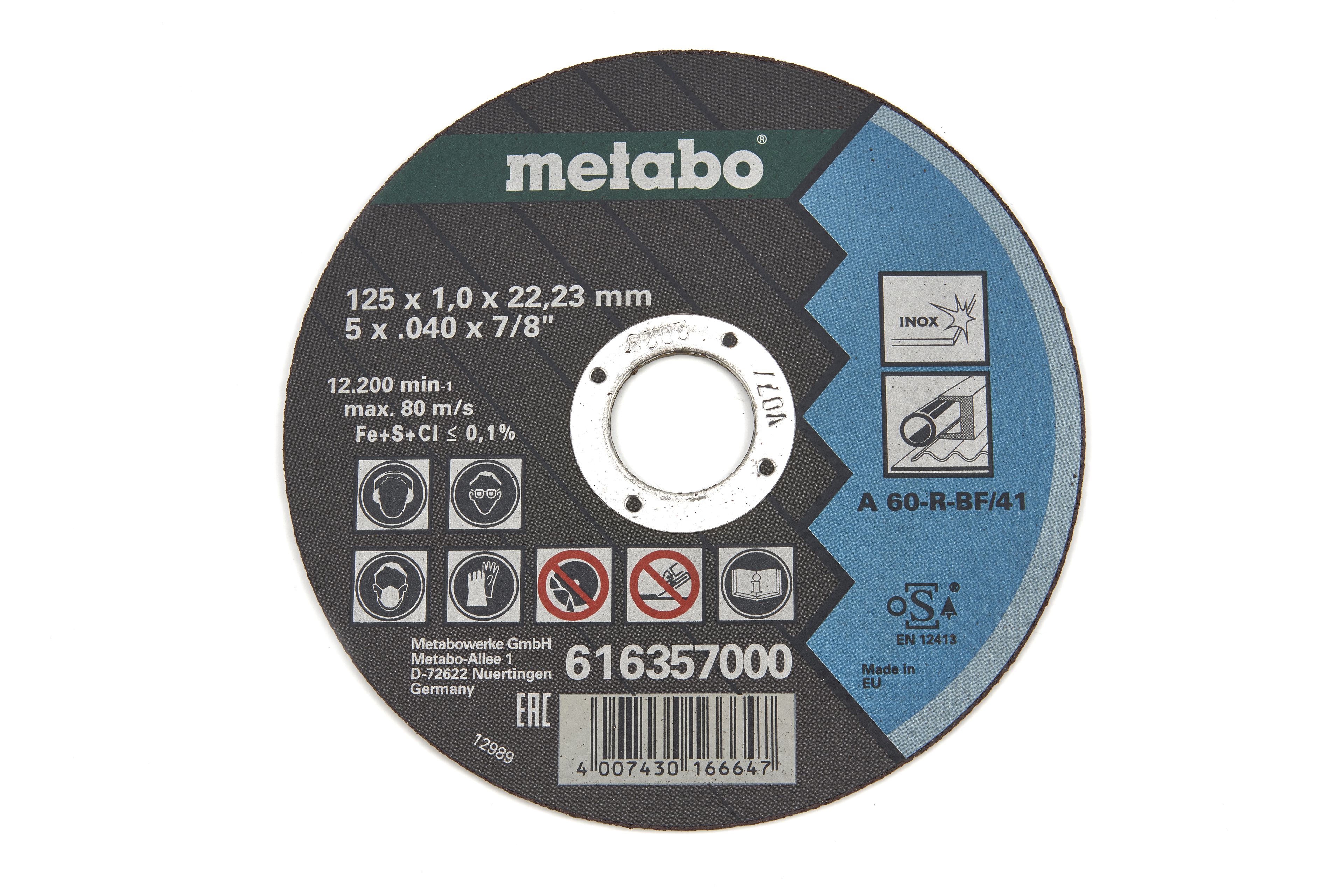 Metabo 10 Piezas 125 x 1 mm. Disco de corte para acero inoxidable entregado en caja de almacenamiento Image 3