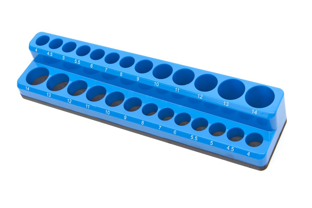 Soporte magnético HBM para accesorios de 26 piezas de 1/4 pulgadas métricas, azul