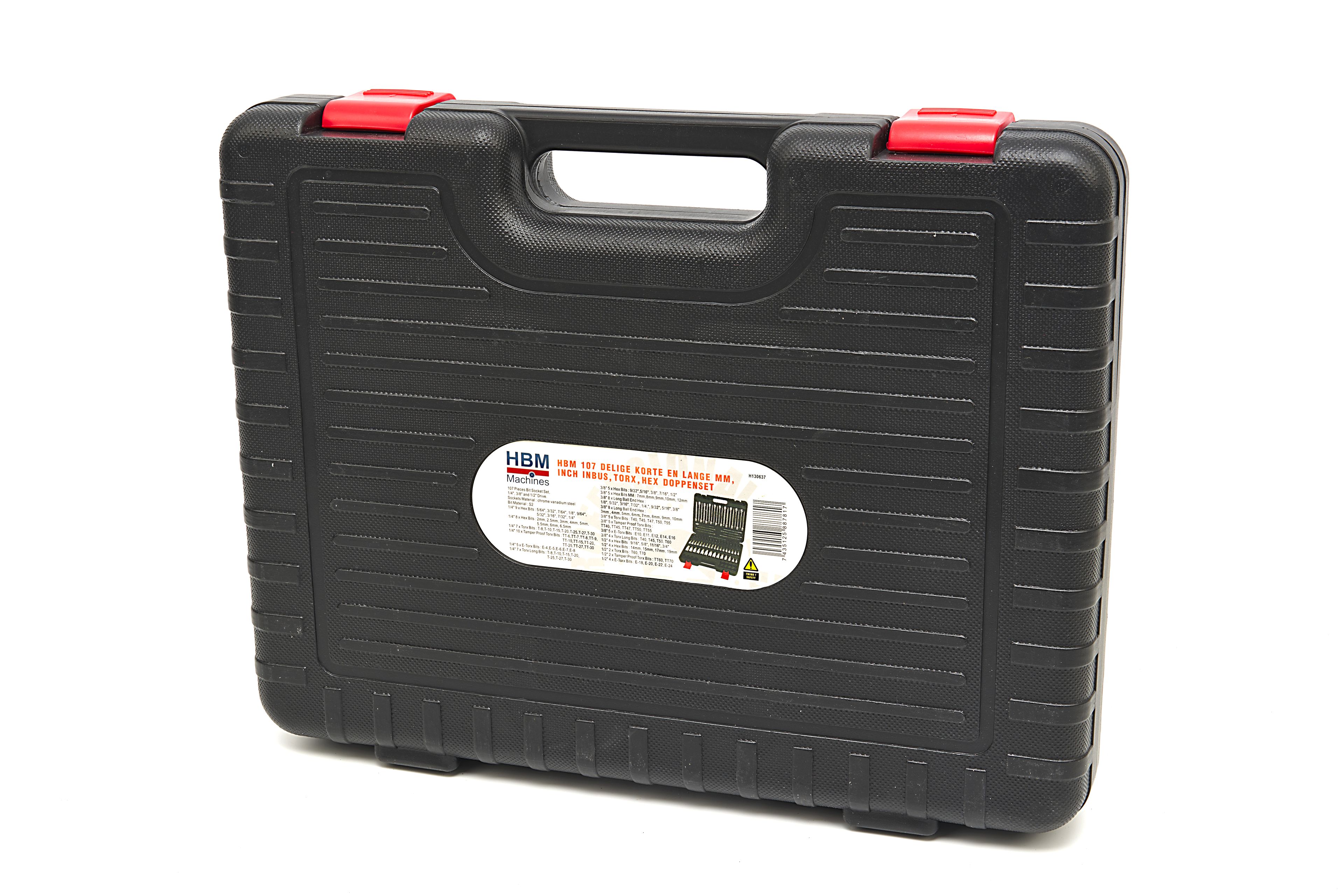 HBM 107 Delige Korte en Lange MM, INCH Inbus, Torx, Hex Doppenset Image 8
