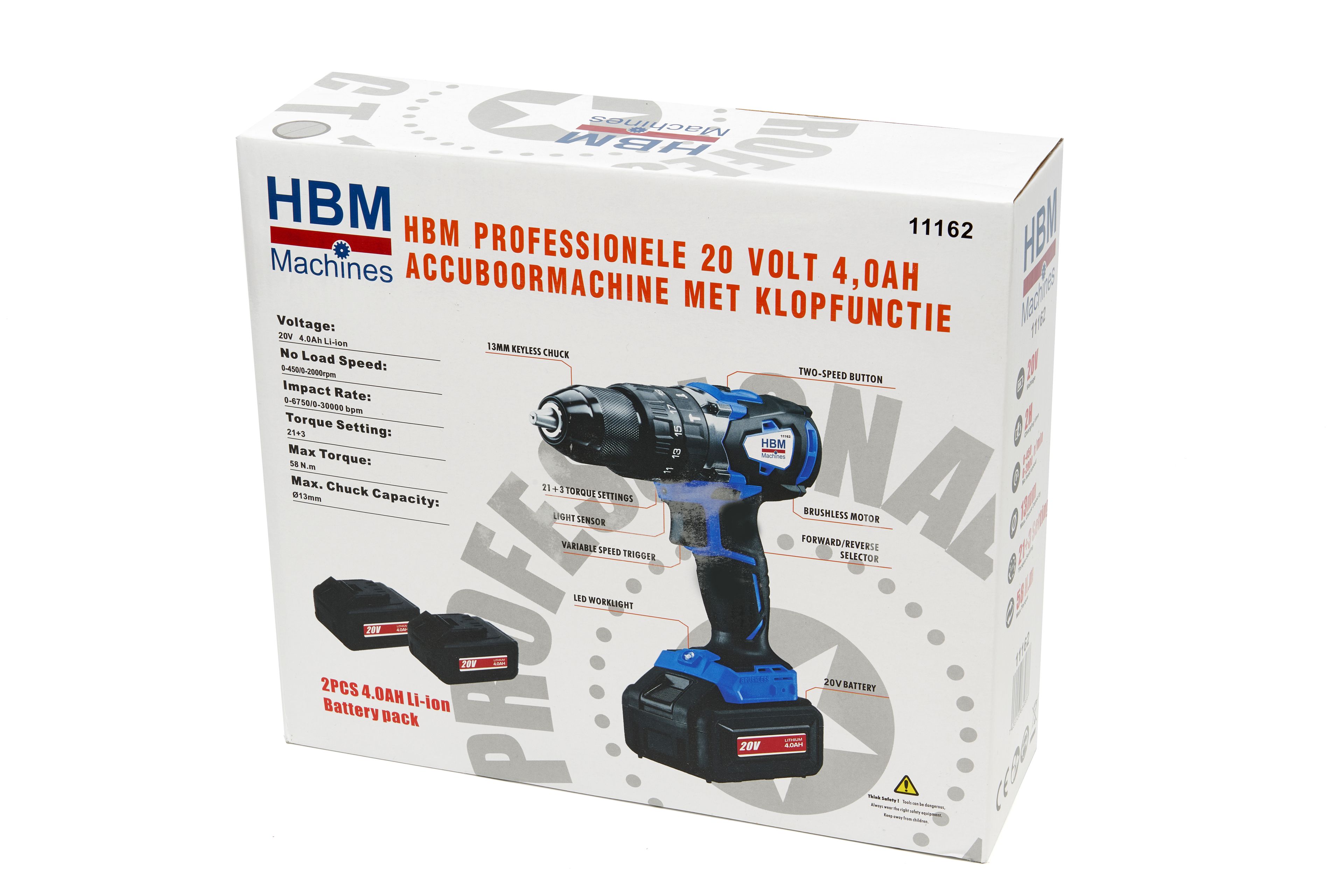 HBM Professionele 20 Volt 4,0AH Accuboormachine Met Klopfunctie Image 19