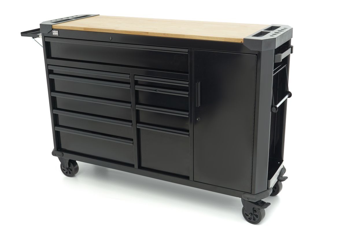 Carro de herramientas HBM de 10 cajones de 147 cm en negro