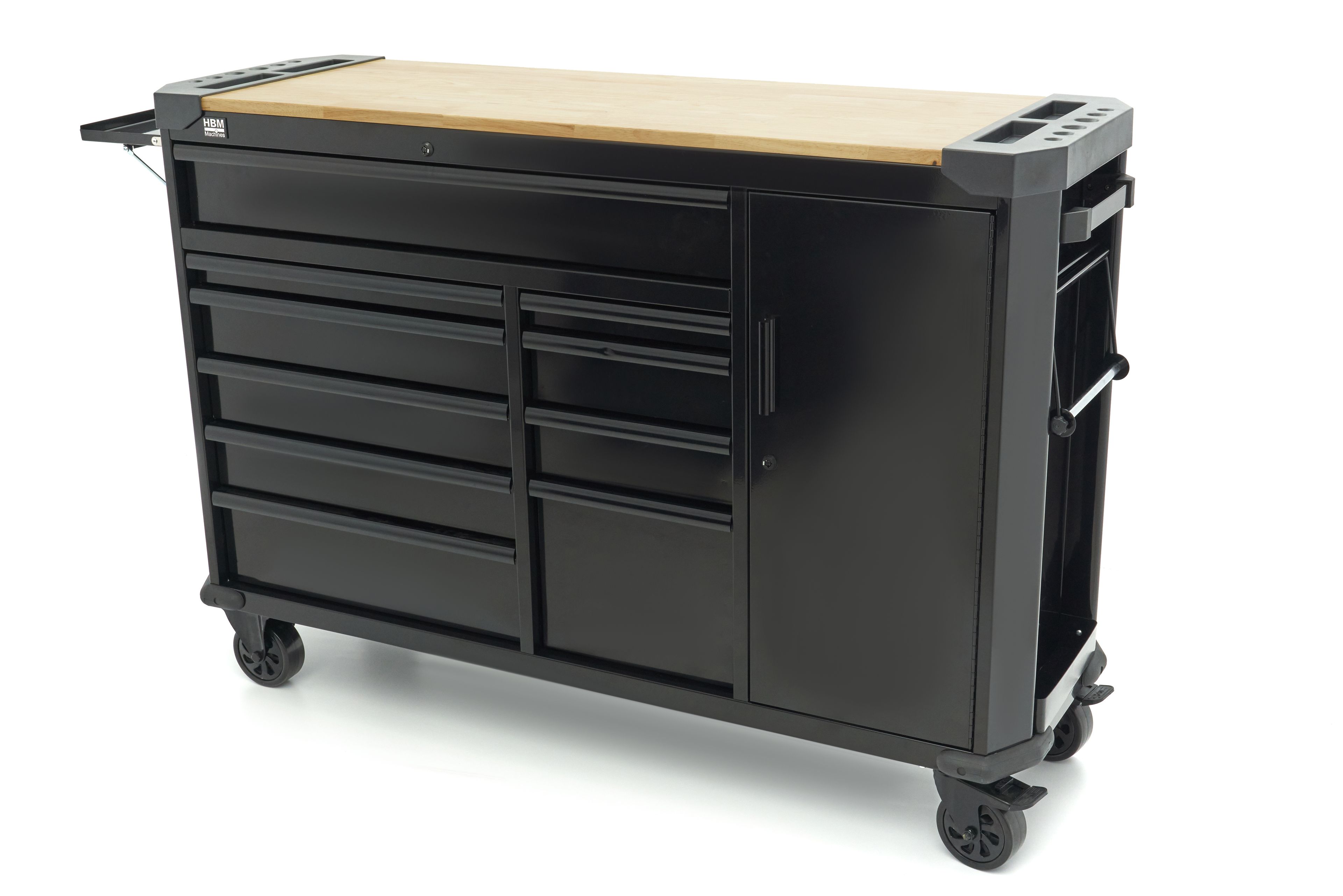 HBM Werkstattwagen 10 Schubladen 147 cm Schwarz
