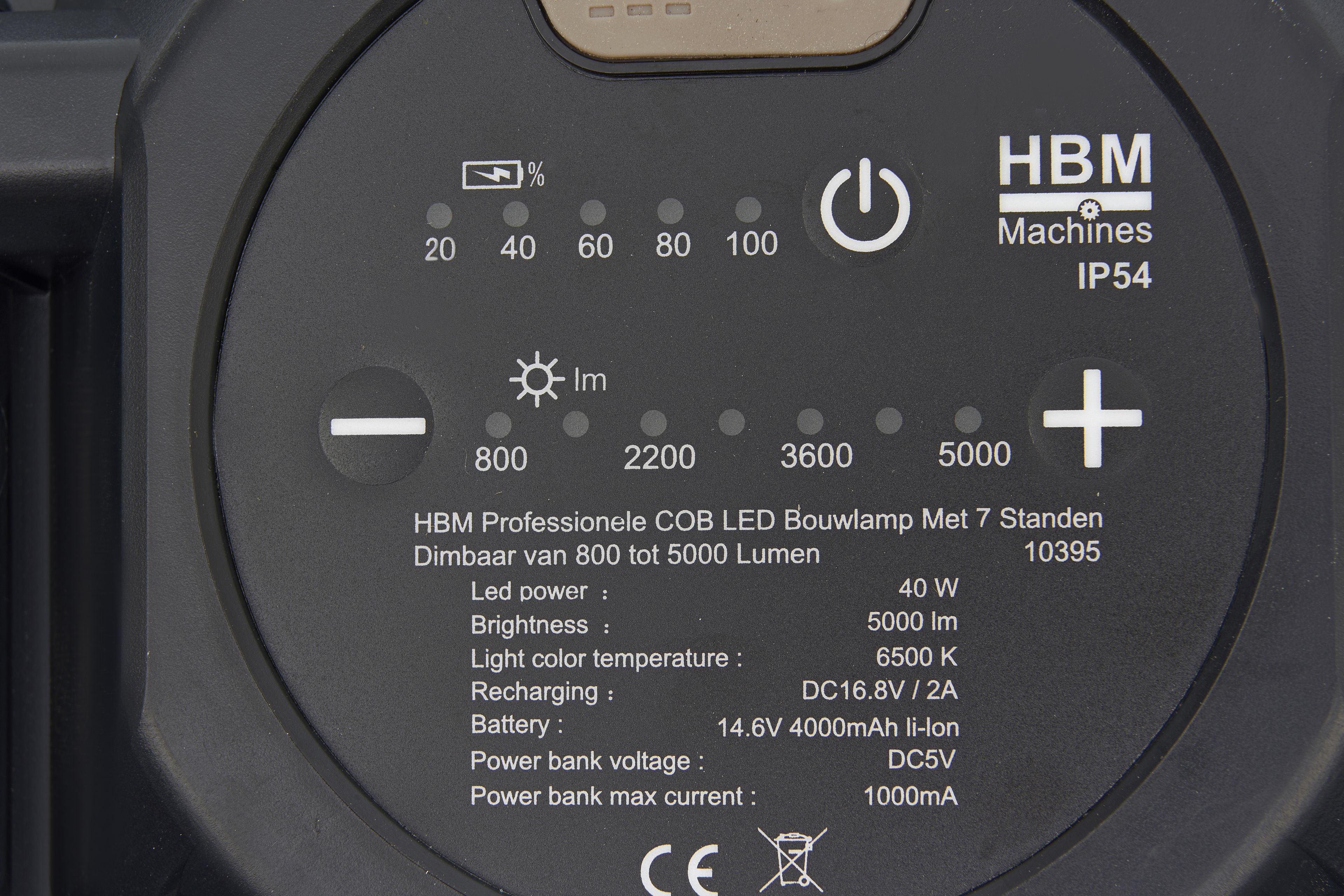 Lámpara de construcción COB LED profesional de HBM con 7 niveles regulables de 800 a 5000 lúmenes Image 9