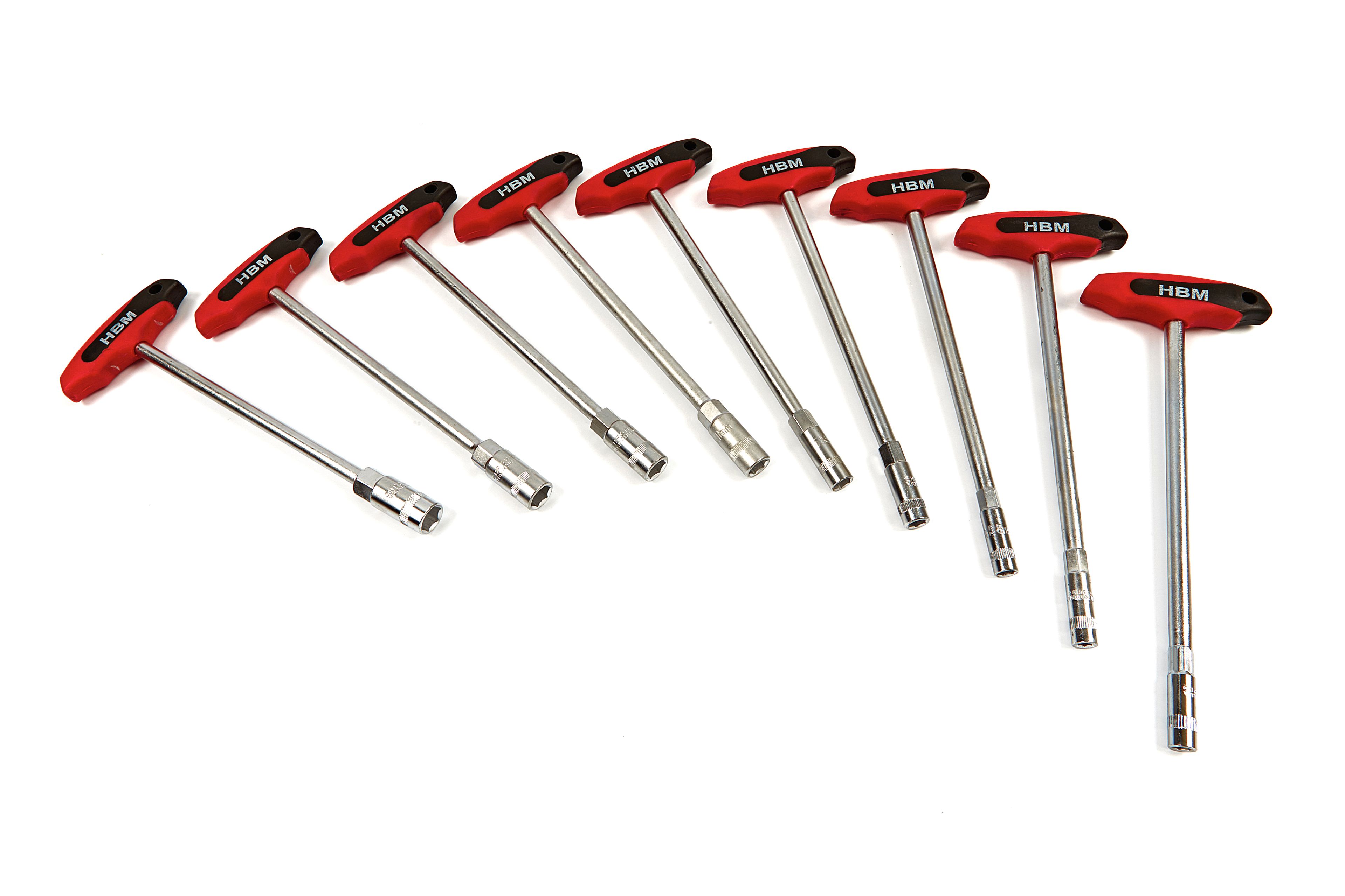 HBM Jeu de clés à douilles à manche en T de 9 pièces Image 2