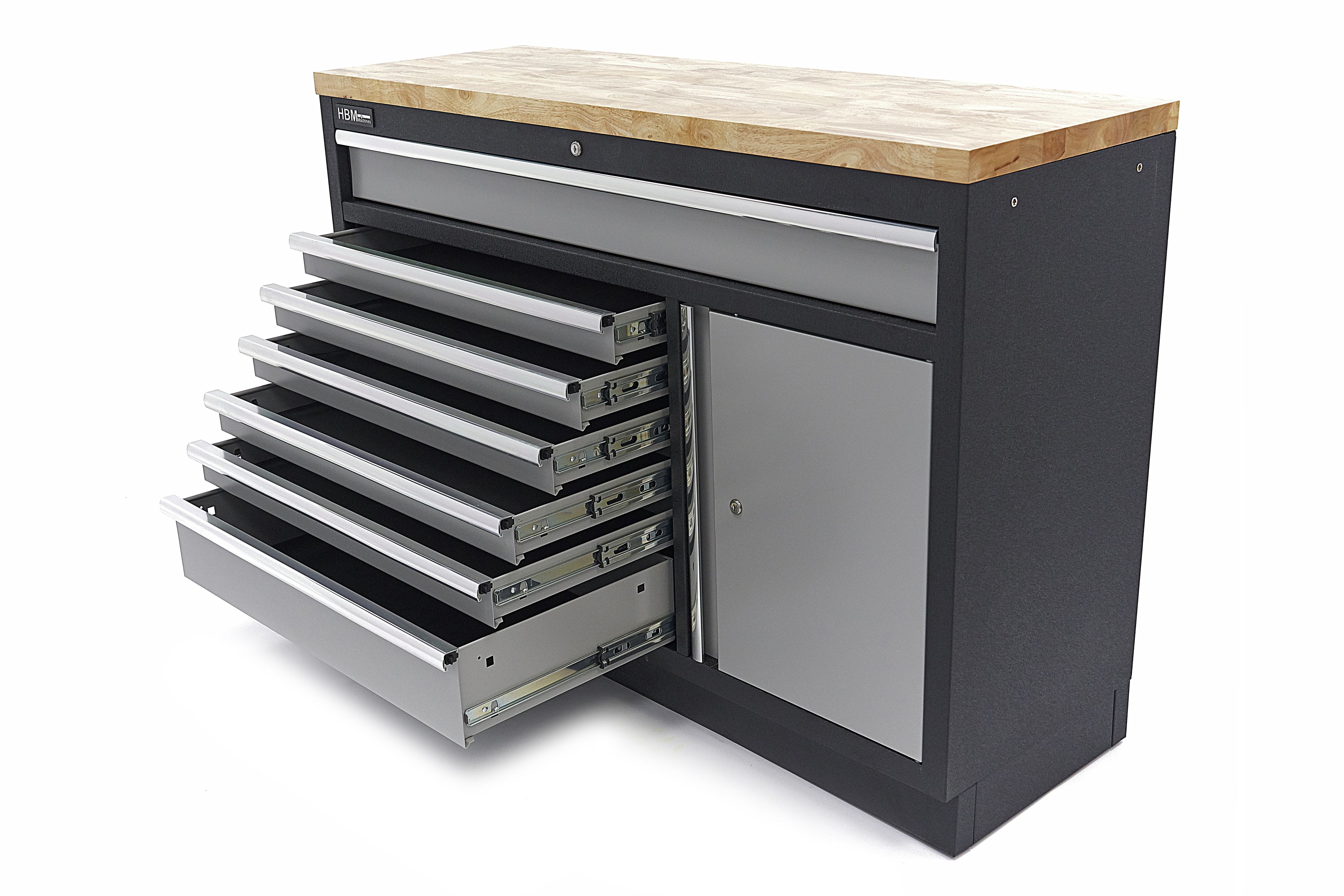 HBM 7 cassetti 132 cm. Armadio portautensili professionale, banco da lavoro con porta per attrezzatura da officina Image 8