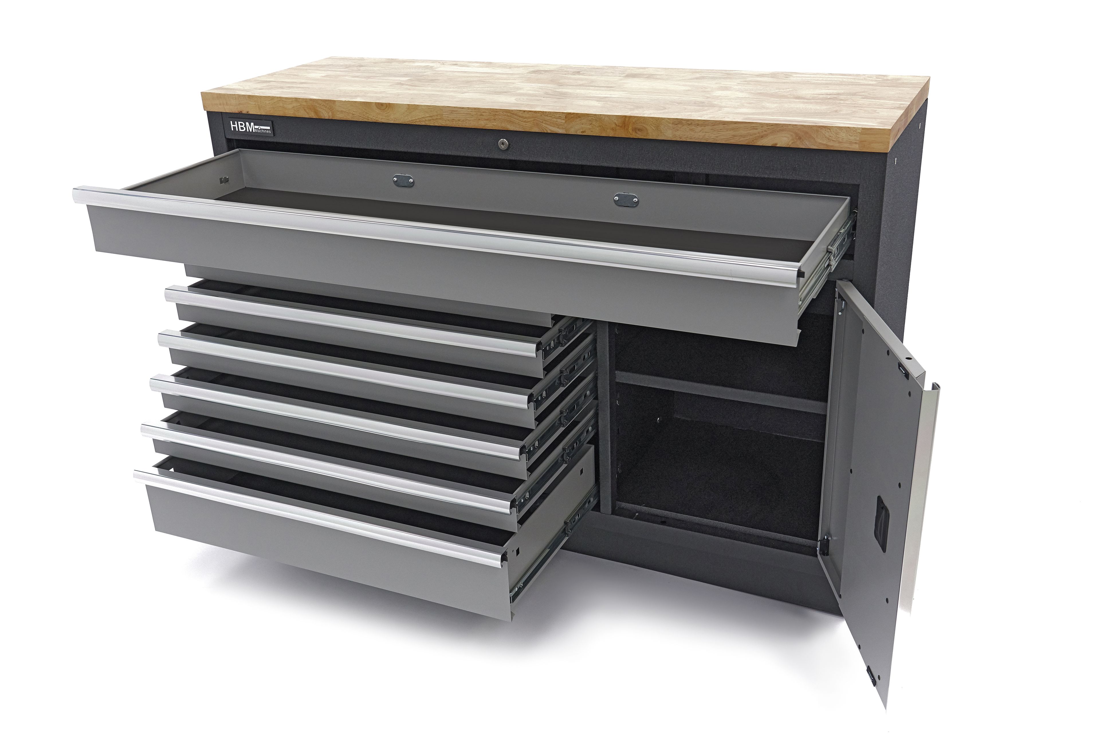 HBM 7 cassetti 132 cm. Armadio portautensili professionale, banco da lavoro con porta per attrezzatura da officina Image 9