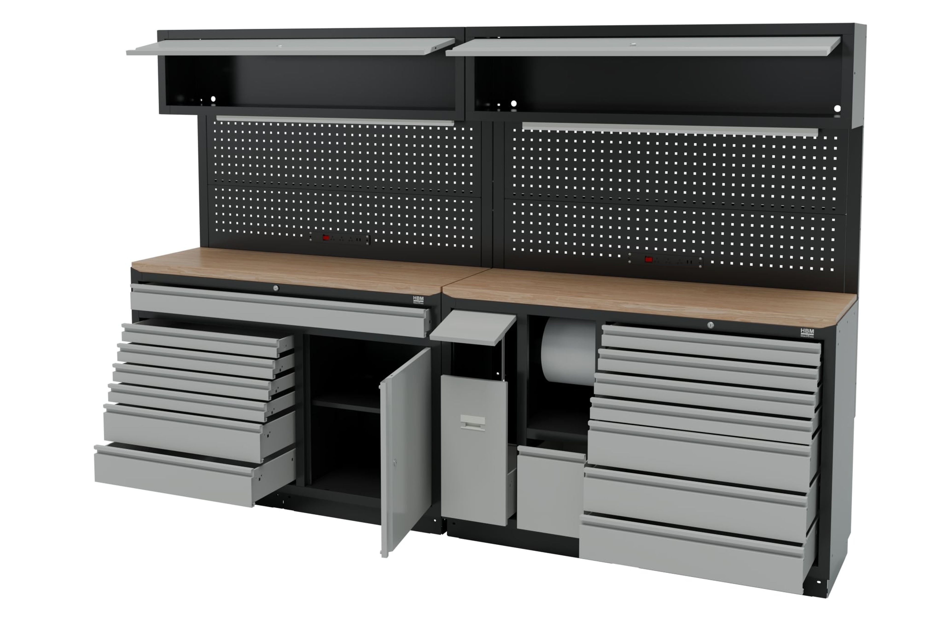 HBM modulair werkplaatssysteem 10-delig, zwart, grijs Image 4