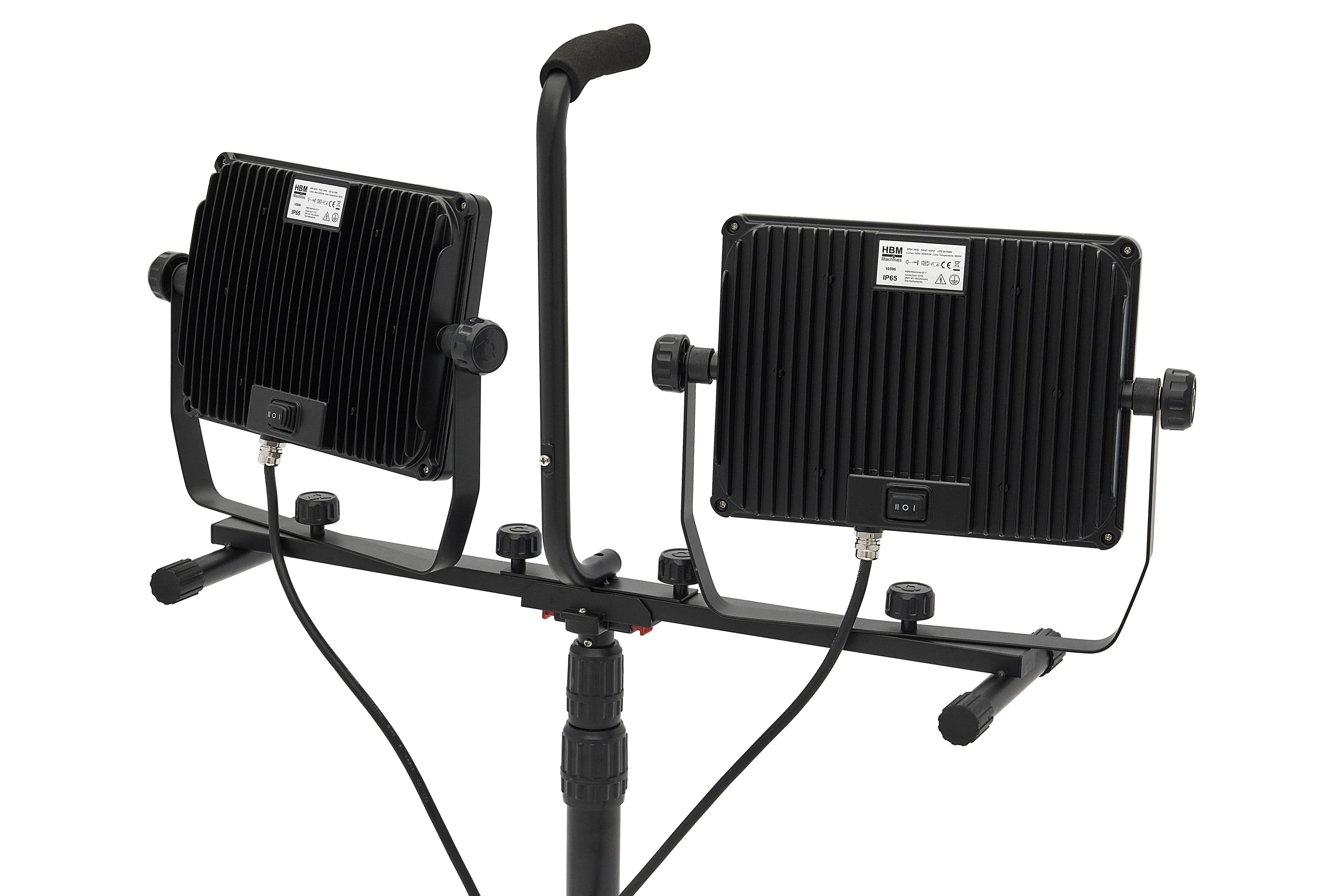 Faro LED Professionale HBM a Doppia Testa 2 x 150 Watt – 2 x 15.000 Lumen con Treppiede Image 6