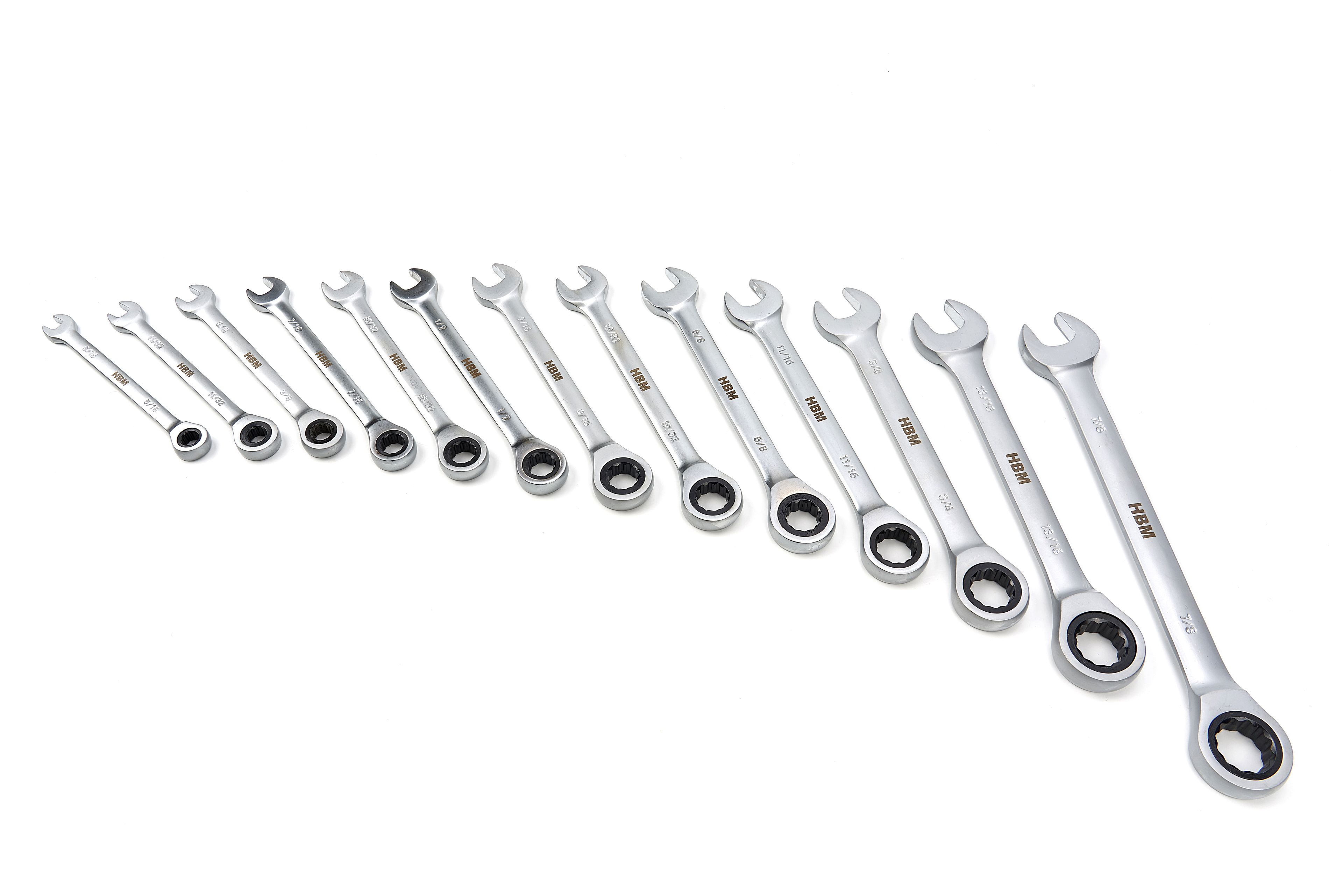 HBM 13-teiliger Ring-, Knarren-, Steckschlüsselsatz INCH in Carobn Schaumstoffeinlage für Werkzeugwagen Image 6