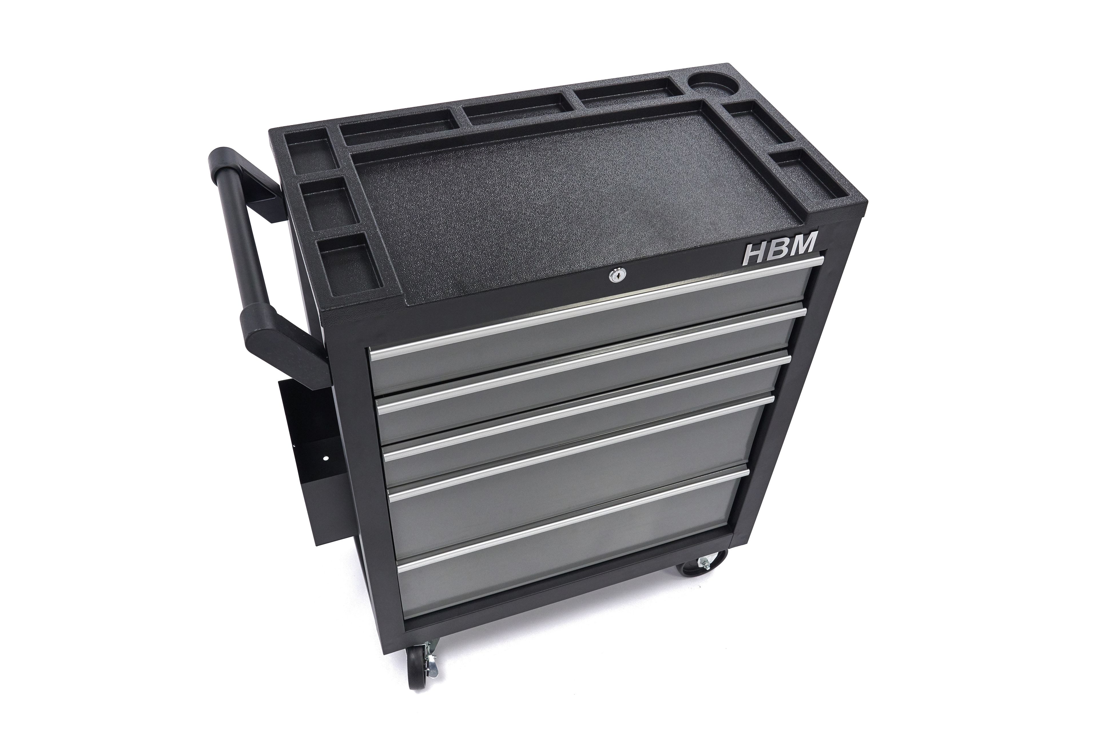 HBM deluxe gereedschapswagen, 5 laden, Klein, zwart, grijs Image 14