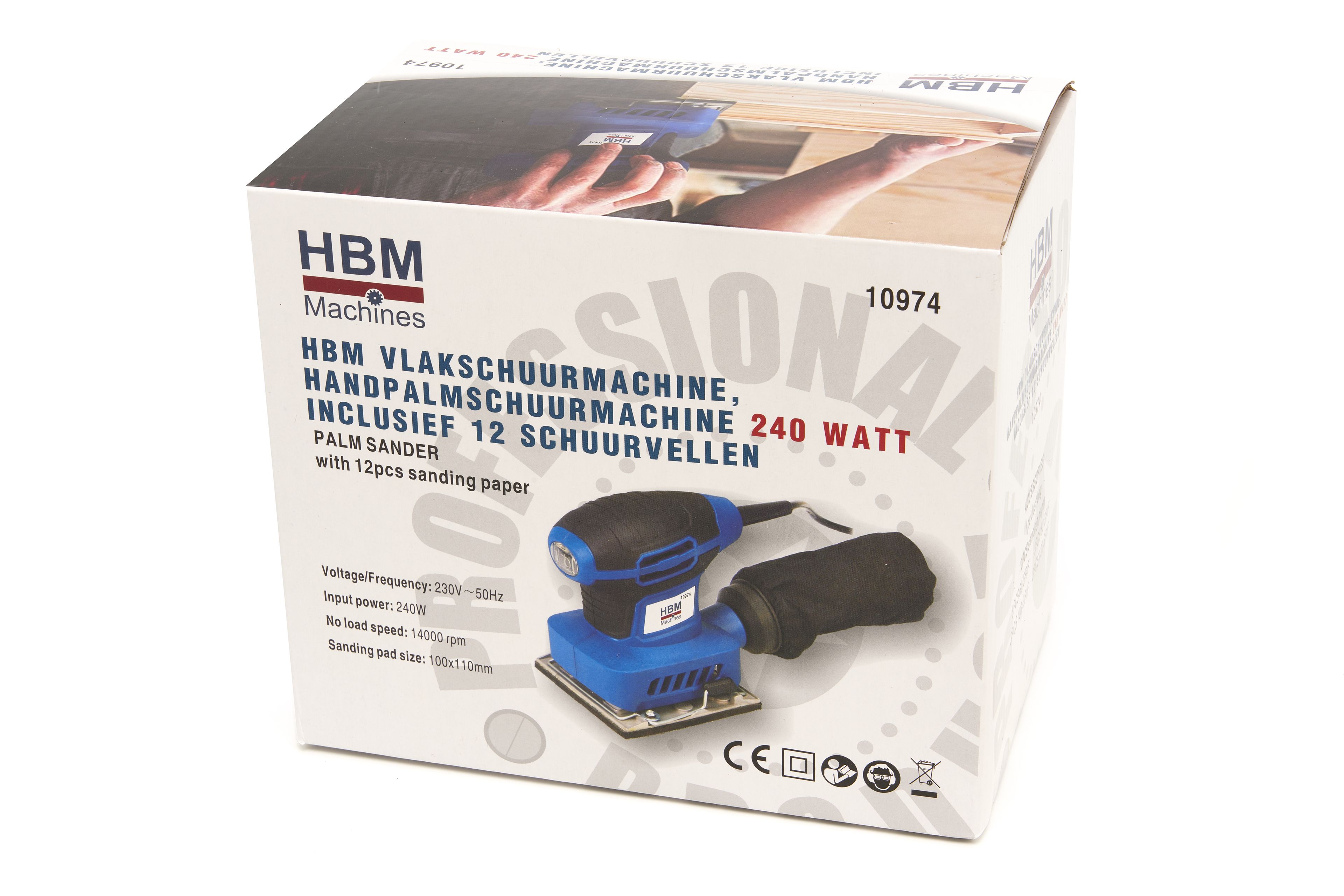 HBM Ponceuse orbitale, ponceuse à main 240 Watts avec 12 feuilles abrasives. Image 9