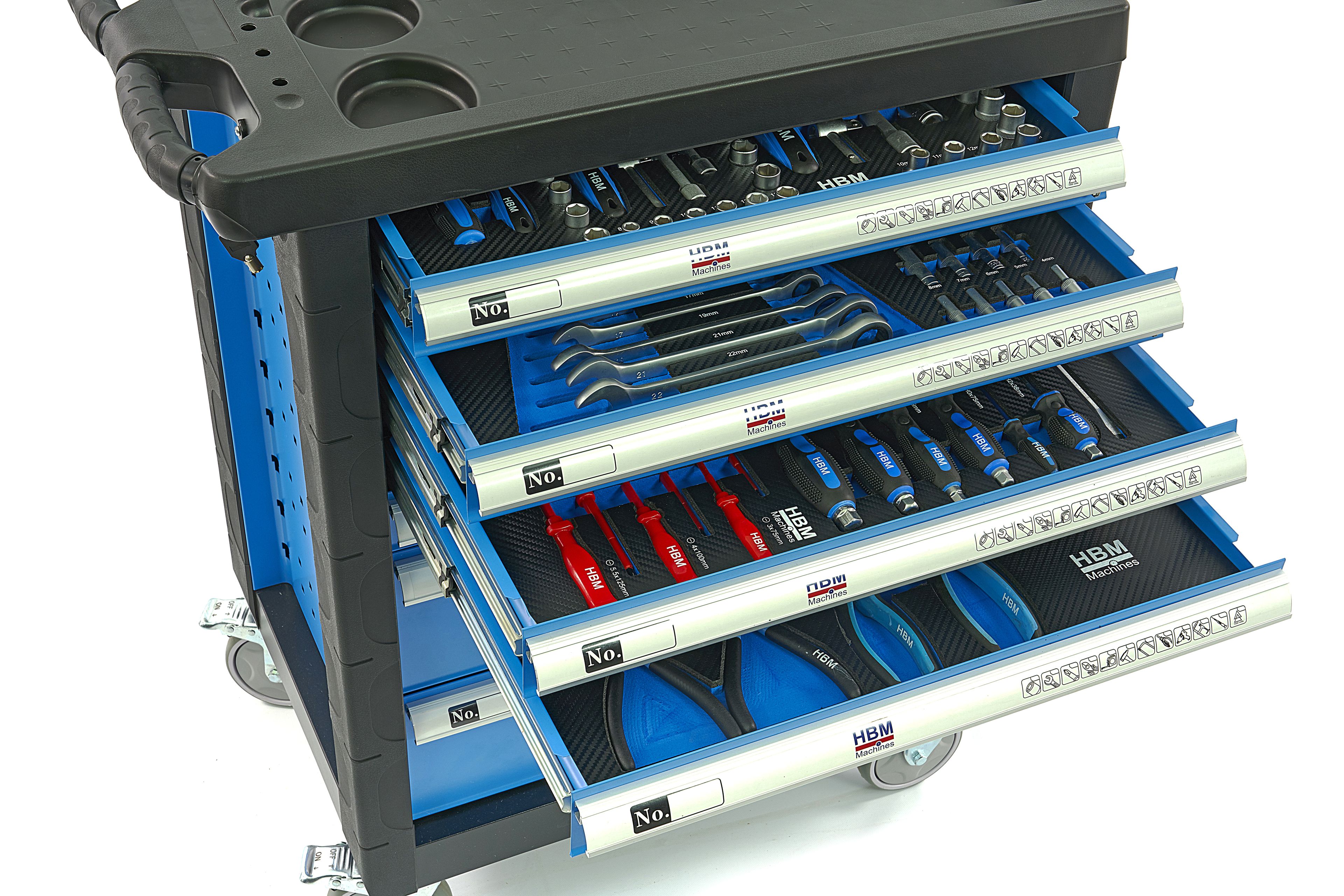 HBM gevulde gereedschapswagen 154-delig, blauw Image 4