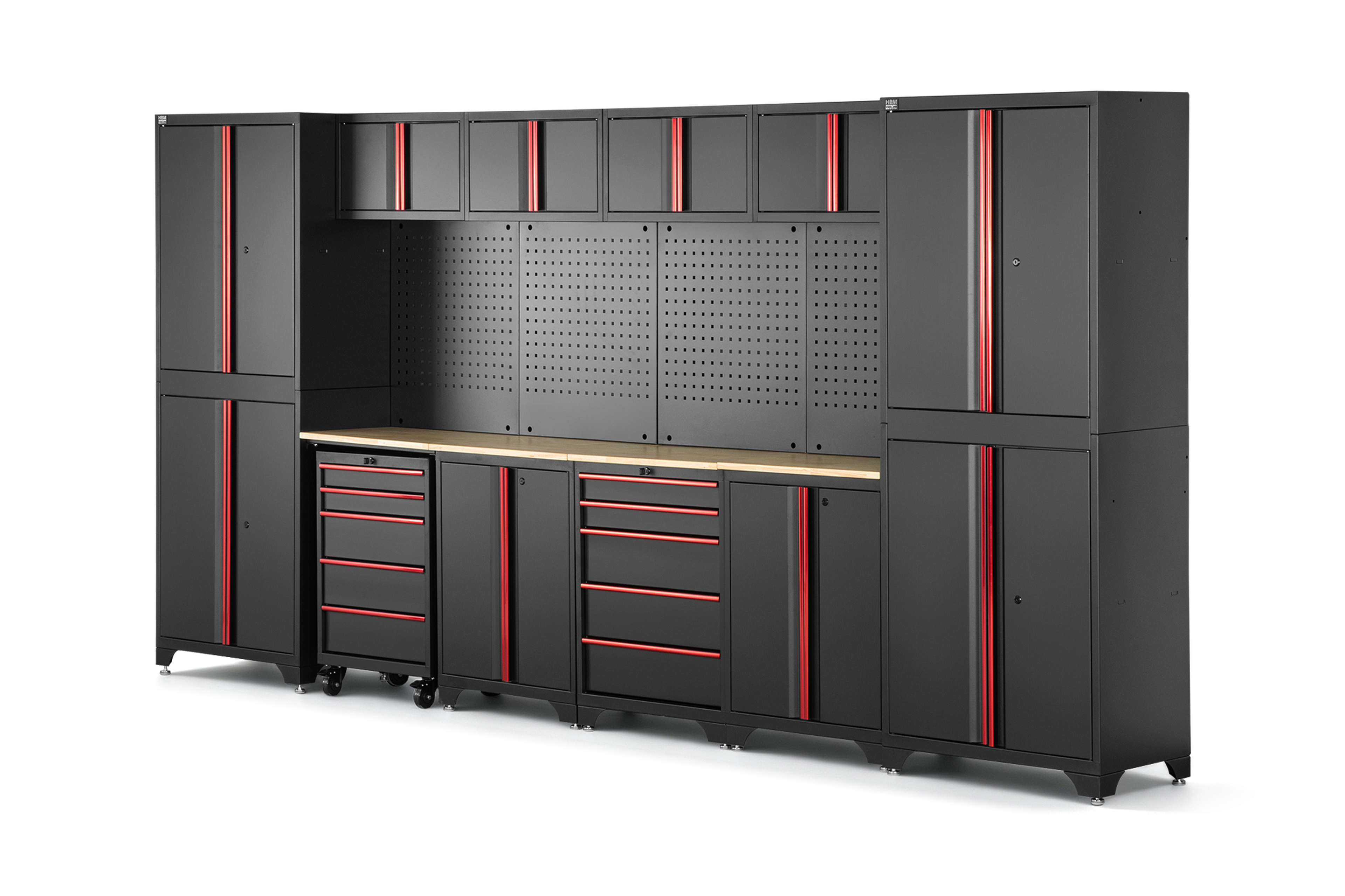 HBM modulair werkplaatssysteem 12-delig, zwart rood