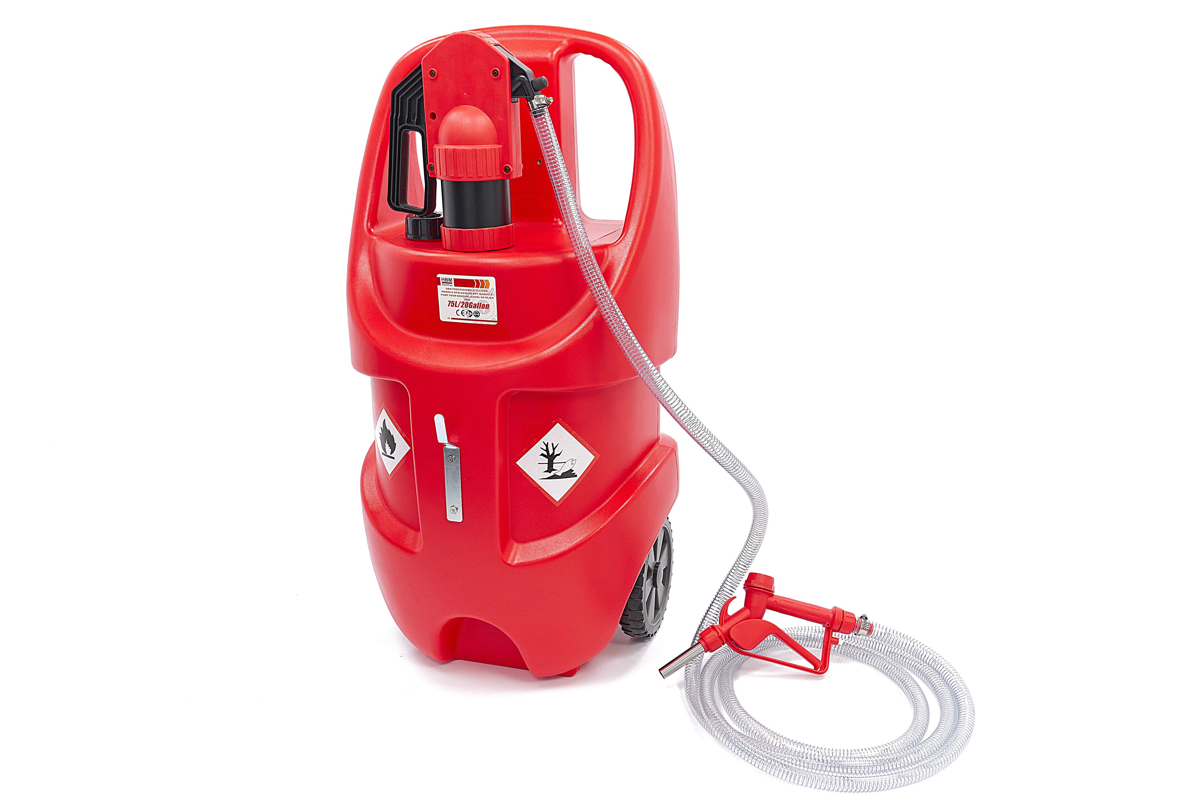 HBM serbatoio di stoccaggio mobile professionale da 75 litri con pompa manuale per benzina, diesel e oli Image 2