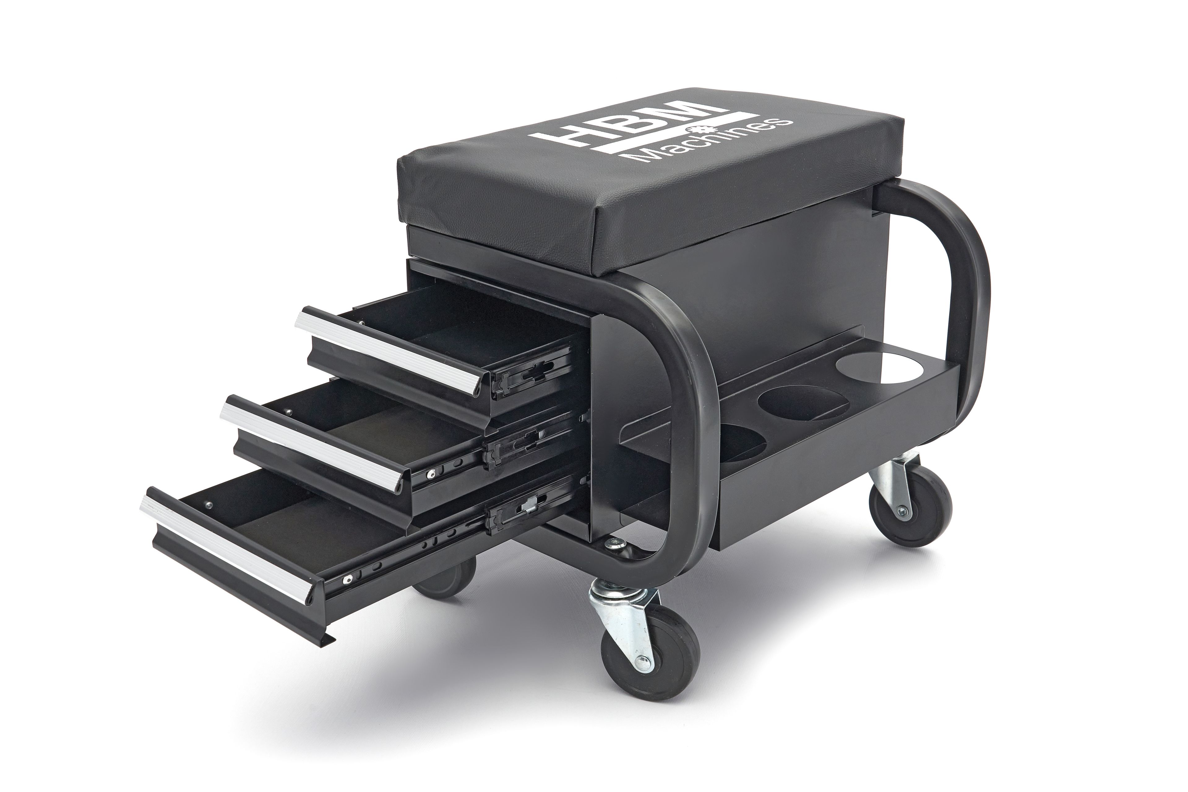 Sedia professionale da officina HBM, sgabello con 3 cassetti