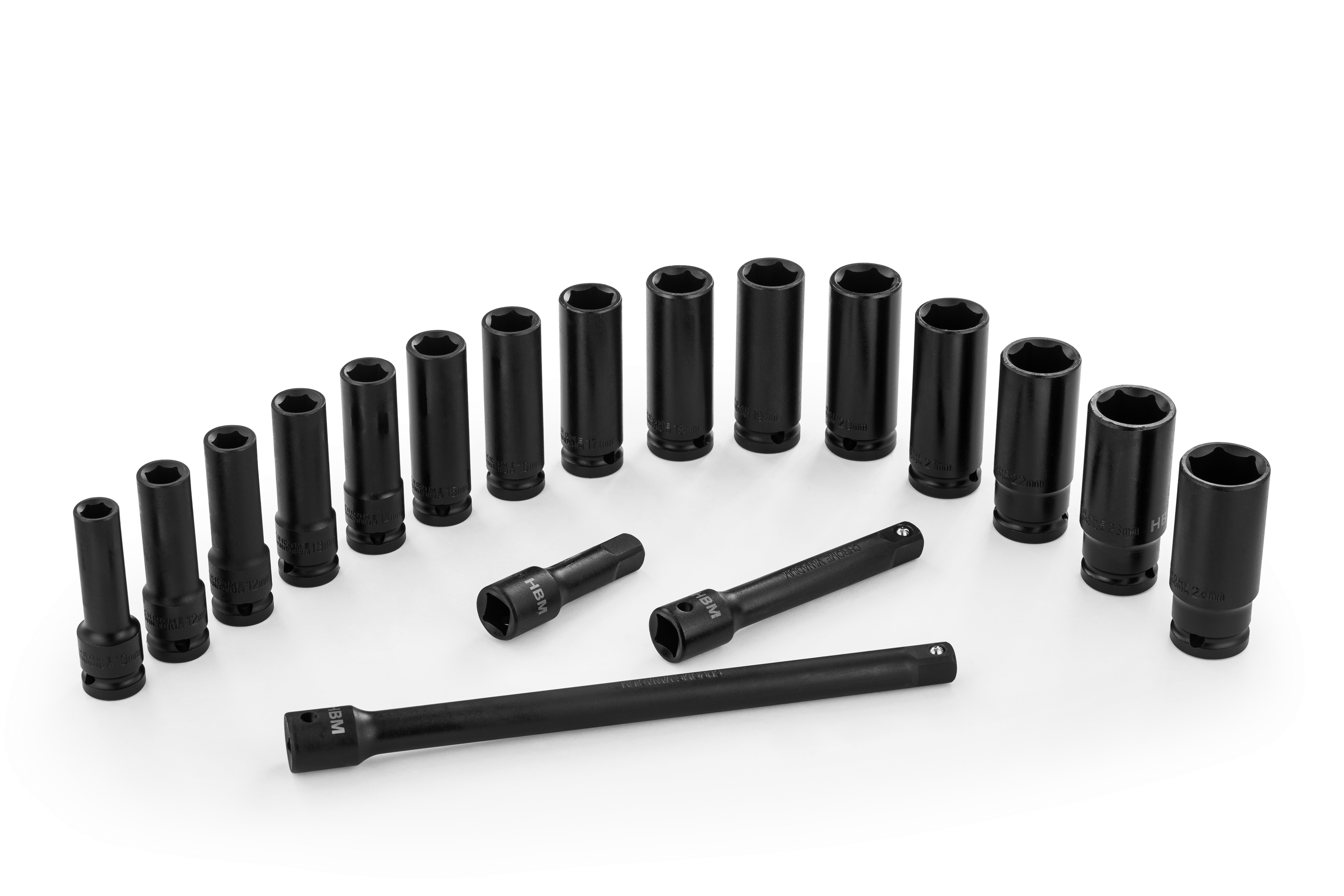 HBM krachtdoppenset, 1/2 inch, met verlengstukken, 18-delig Image 4