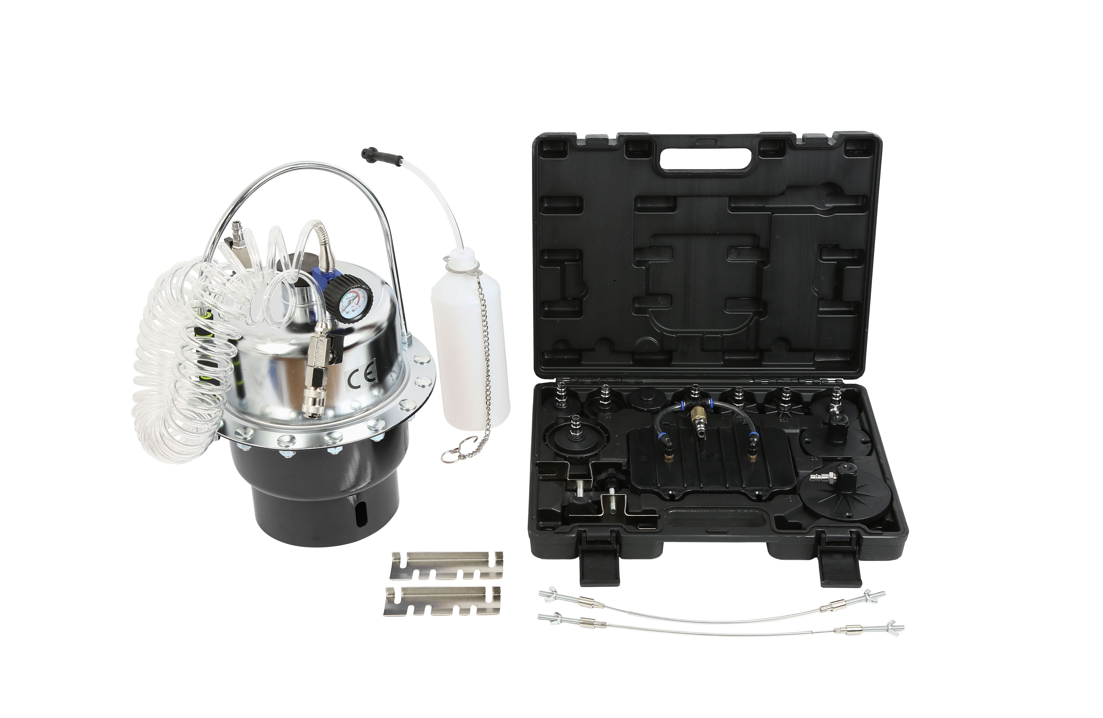 Purgeur de frein pneumatique professionnel HBM avec jeu d'adaptateurs