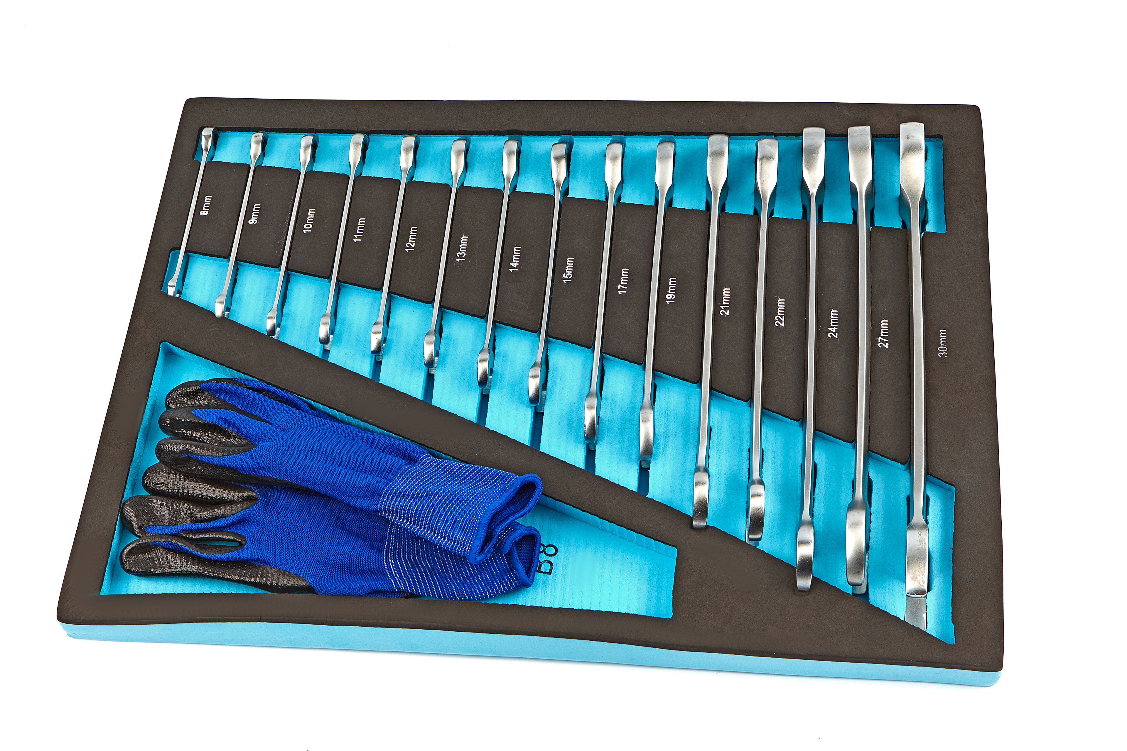 HBM 16 Delige Ring, Ratel, Steeksleutelset voor Gereedschapswagen