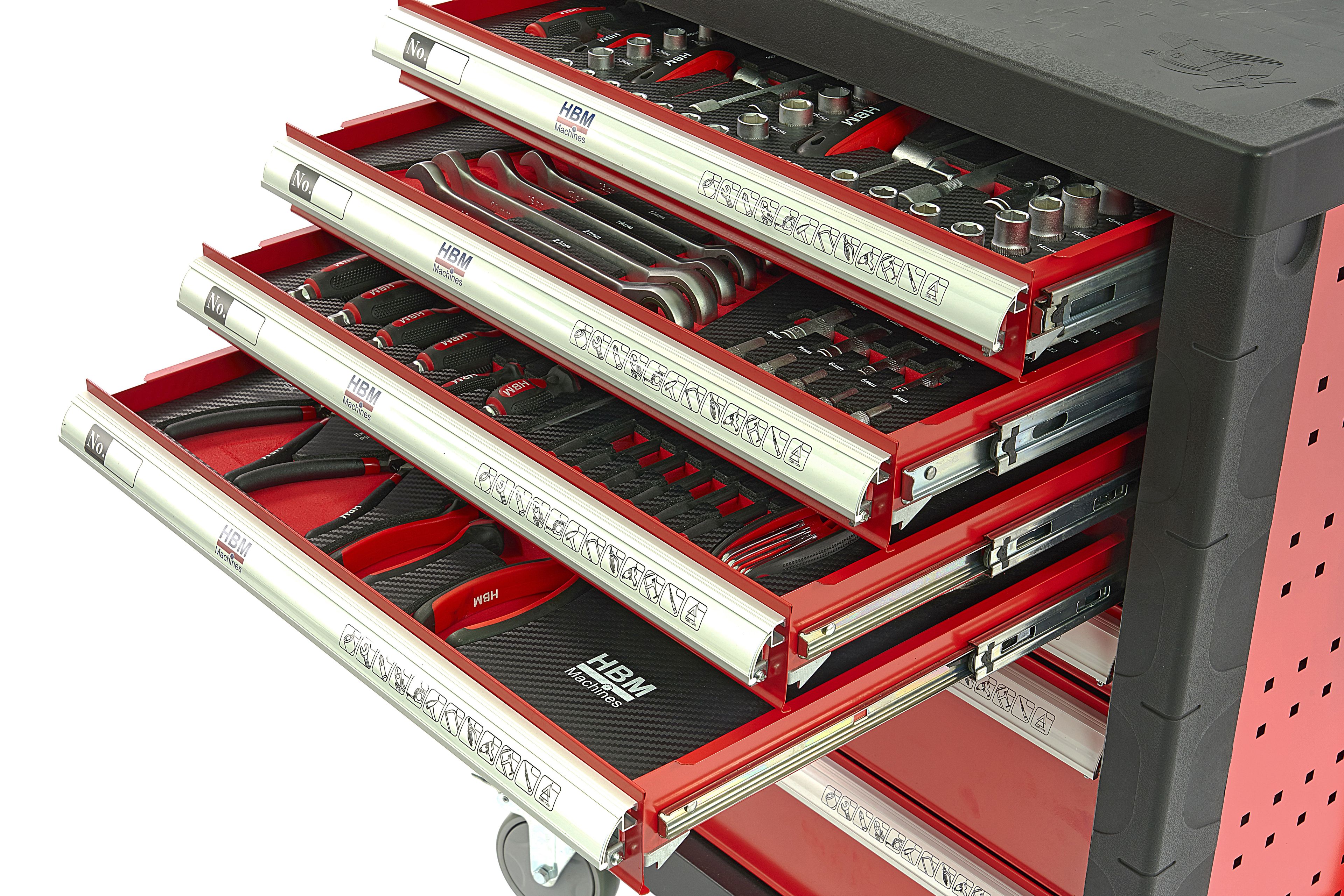 HBM gevulde gereedschapswagen 154-delig, rood Image 7