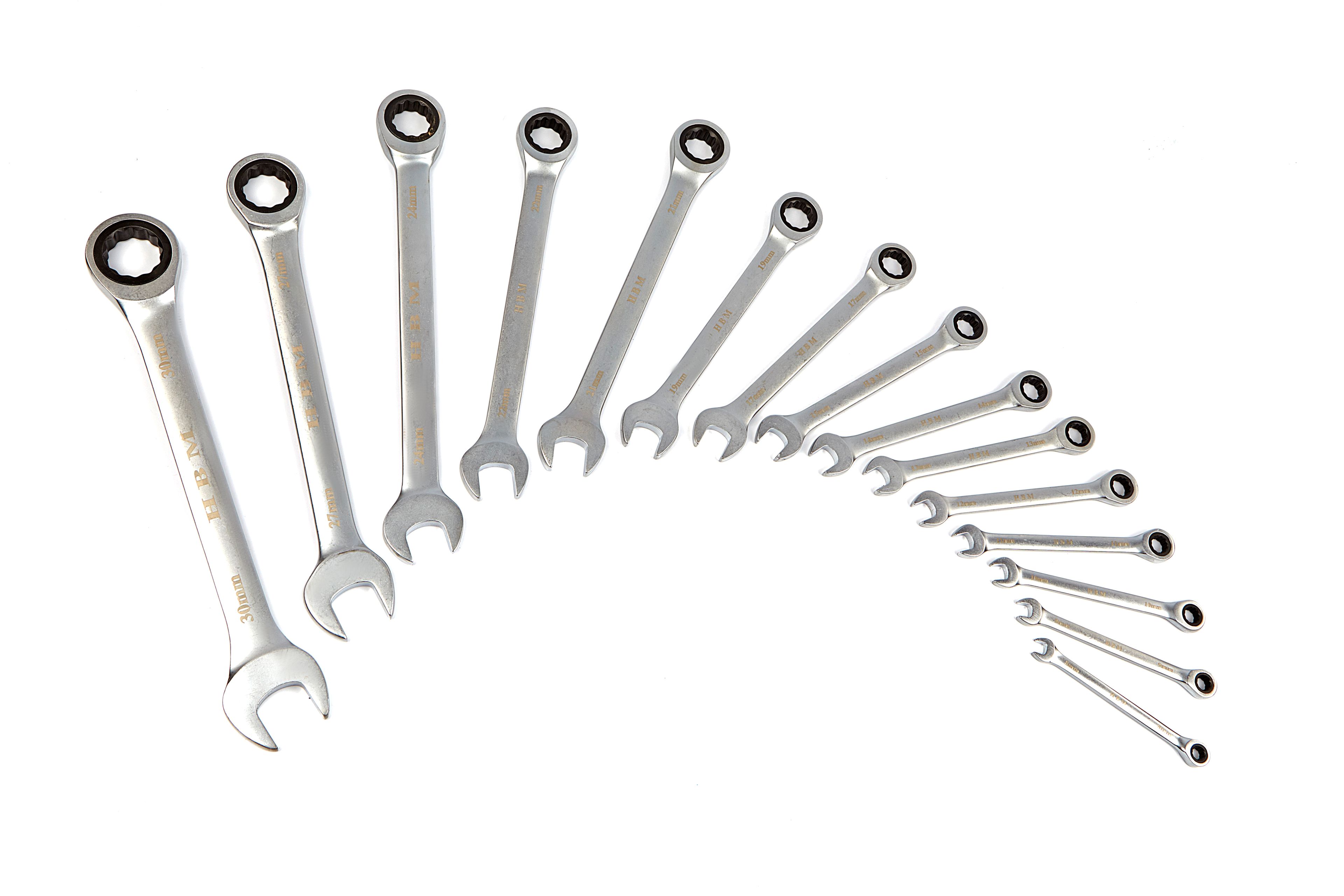 HBM 16 Pezzi Set di Chiavi a Cricchetto a Anello per Carrello Attrezzi Image 2