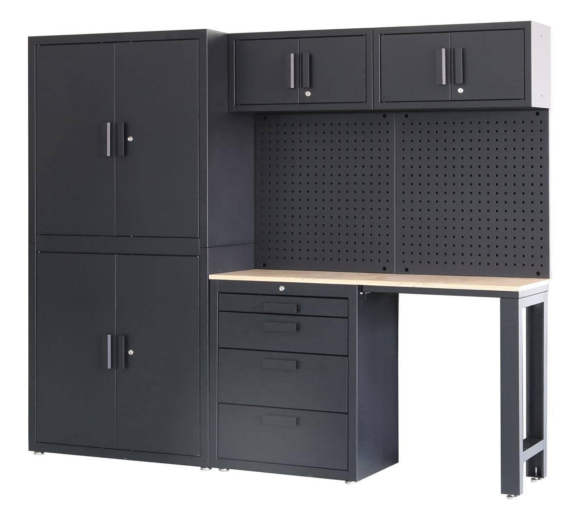 HBM Sistema de taller premium, 8 piezas, negro mate