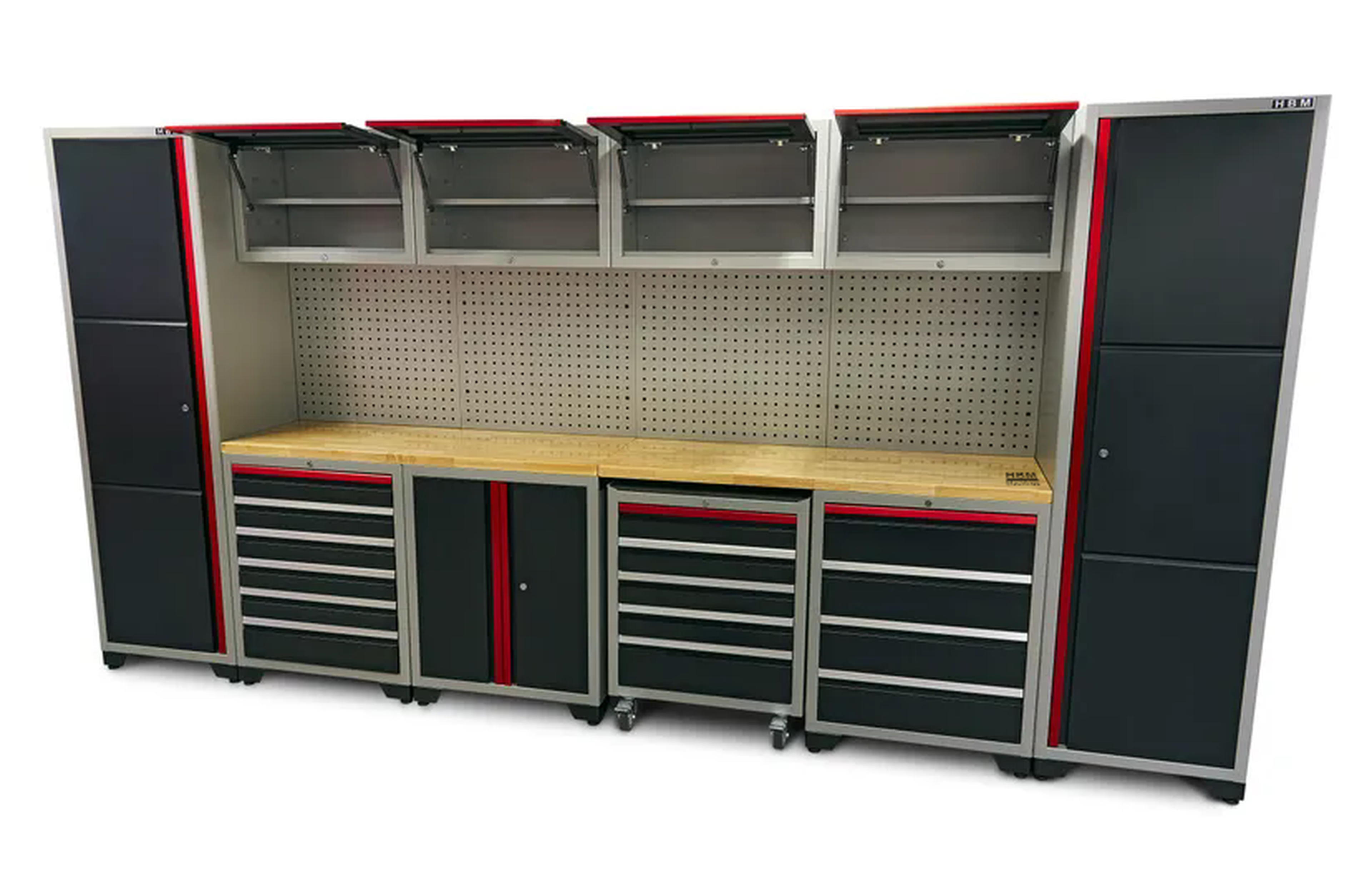 Système d'atelier modulaire professionnel de luxe HBM, 16 pièces, noir rouge Image 10