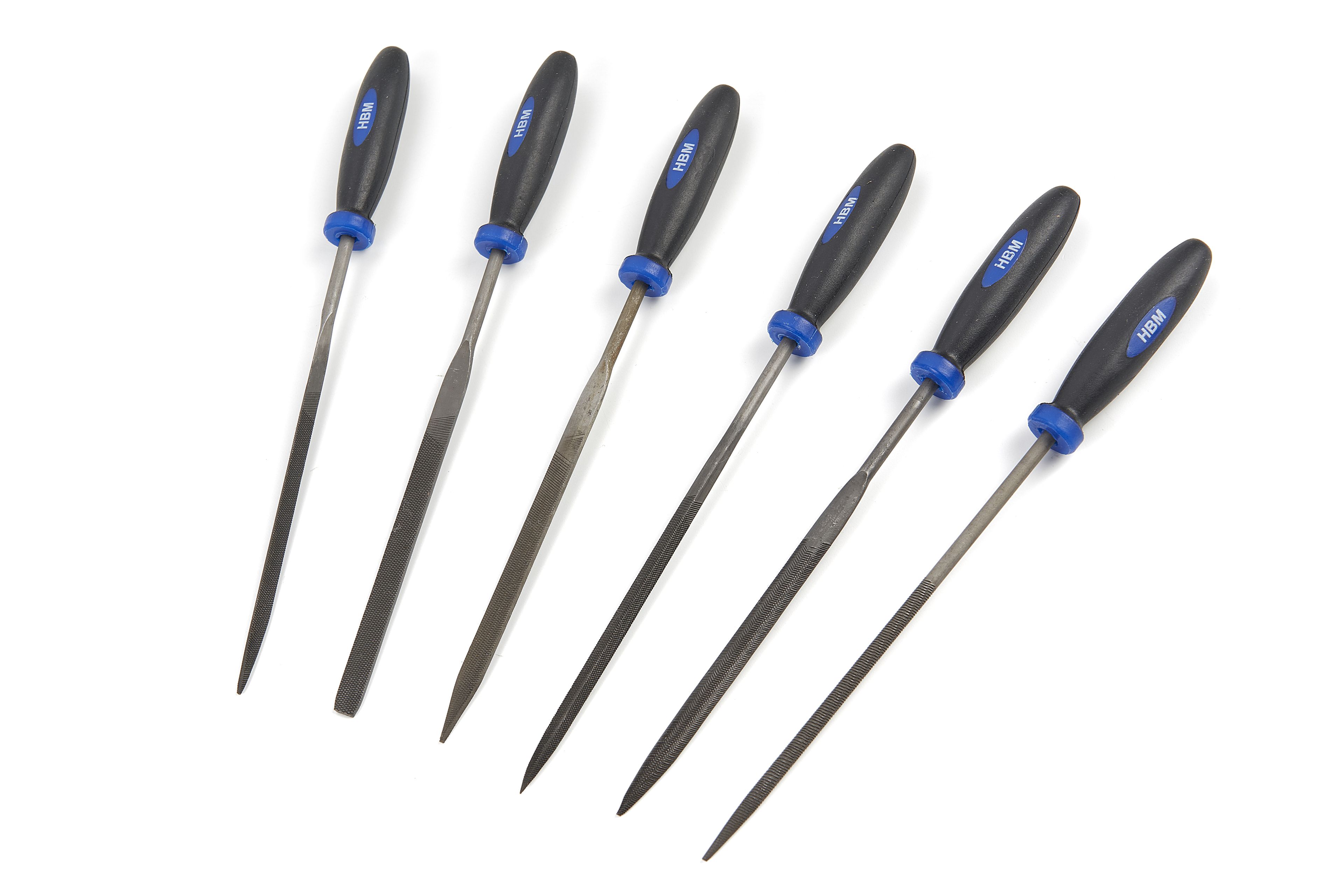 HBM 6 Piezas Deluxe Juego de Lima de Aguja, Juego de Limas para Llave con Mangos de Suave Agarre