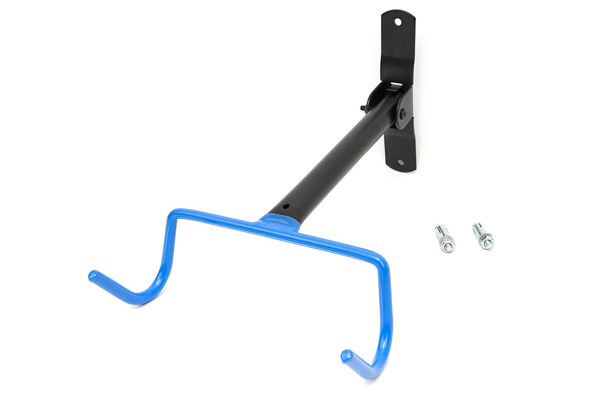 Soporte de pared plegable HBM para bicicleta, soporte mural para bicicleta, sistema de suspensión de bicicleta plegable con 2 ganchos rojos