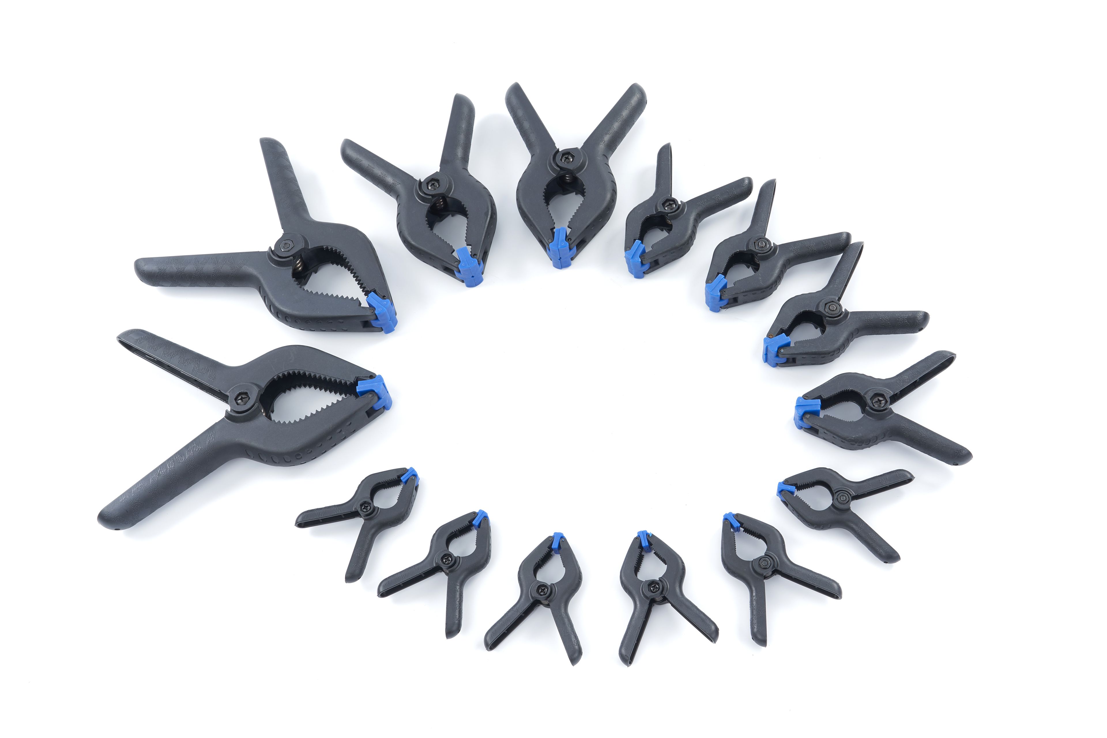 HBM - Jeu de 14 pinces à ressort 75 à 225 mm