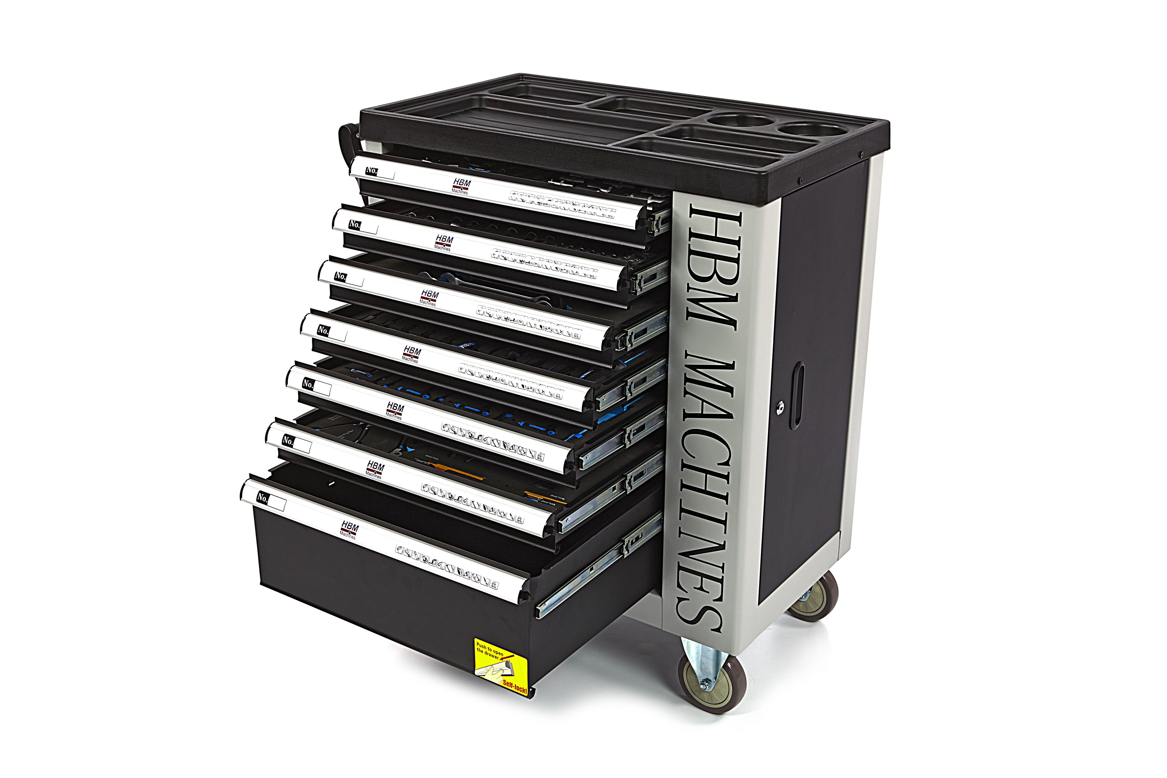 HBM gefüllter Werkstattwagen 245-teilig metrische Größen, schwarz Image 3