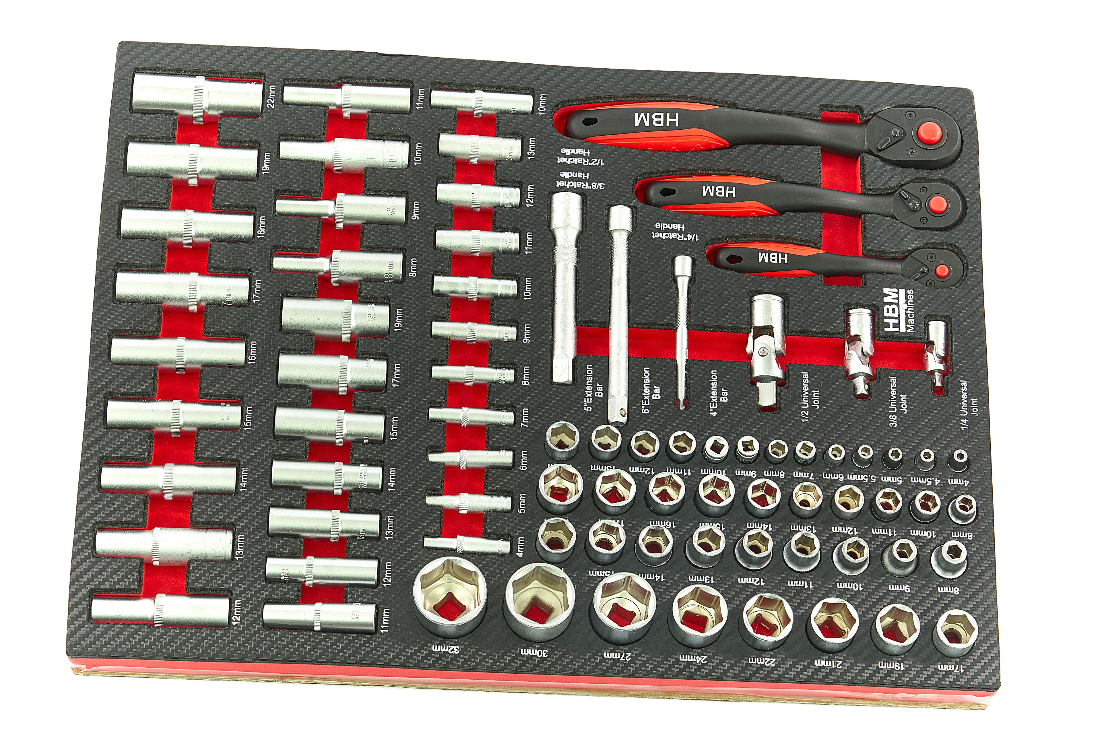 HBM 262er Pack Premium-Werkzeuge für Werkzeugwagen - ROT Image 4