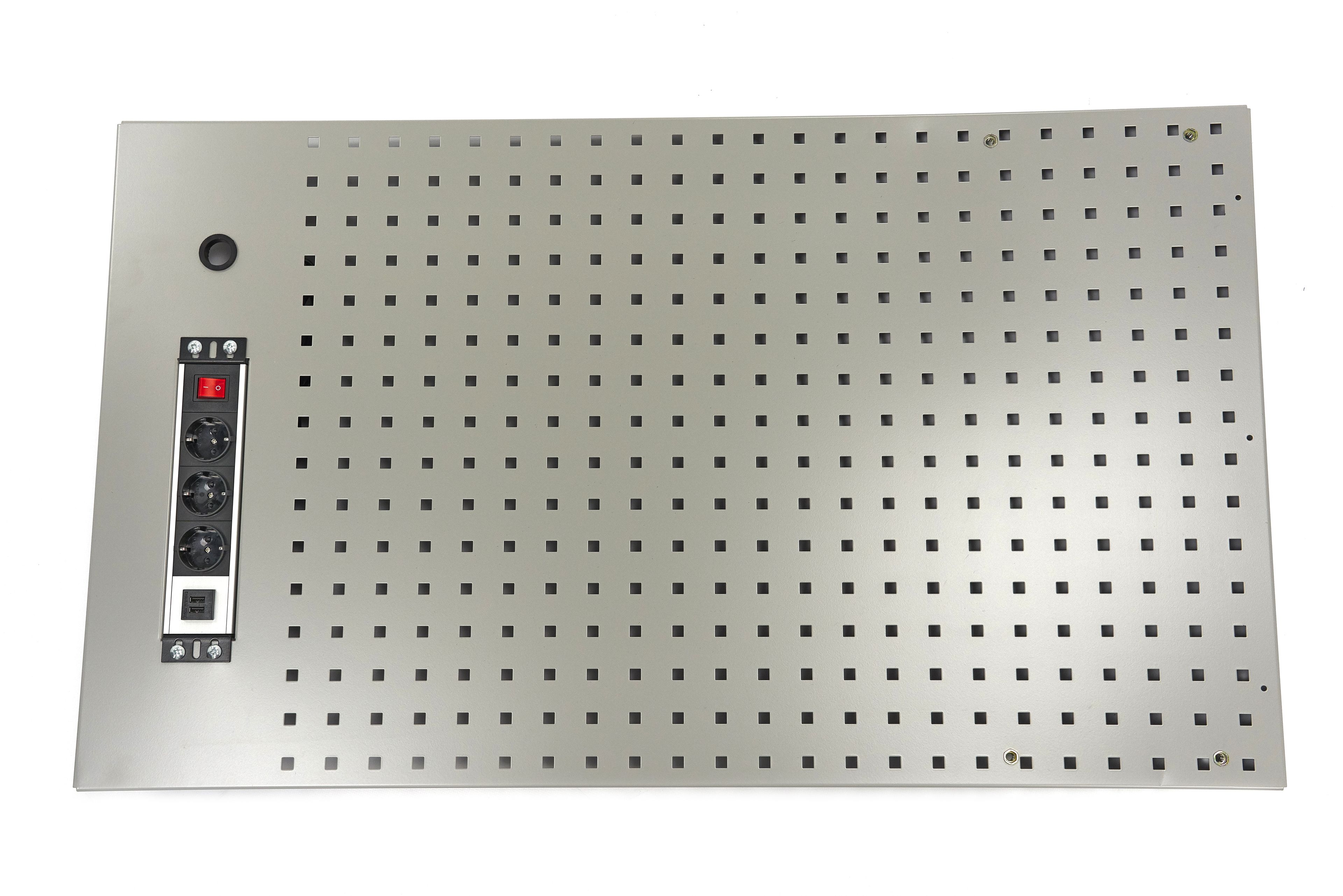 HBM-Werkzeugwand / Lochwand 105 x 61 cm inklusive Steckdose für Werkstattausrüstung