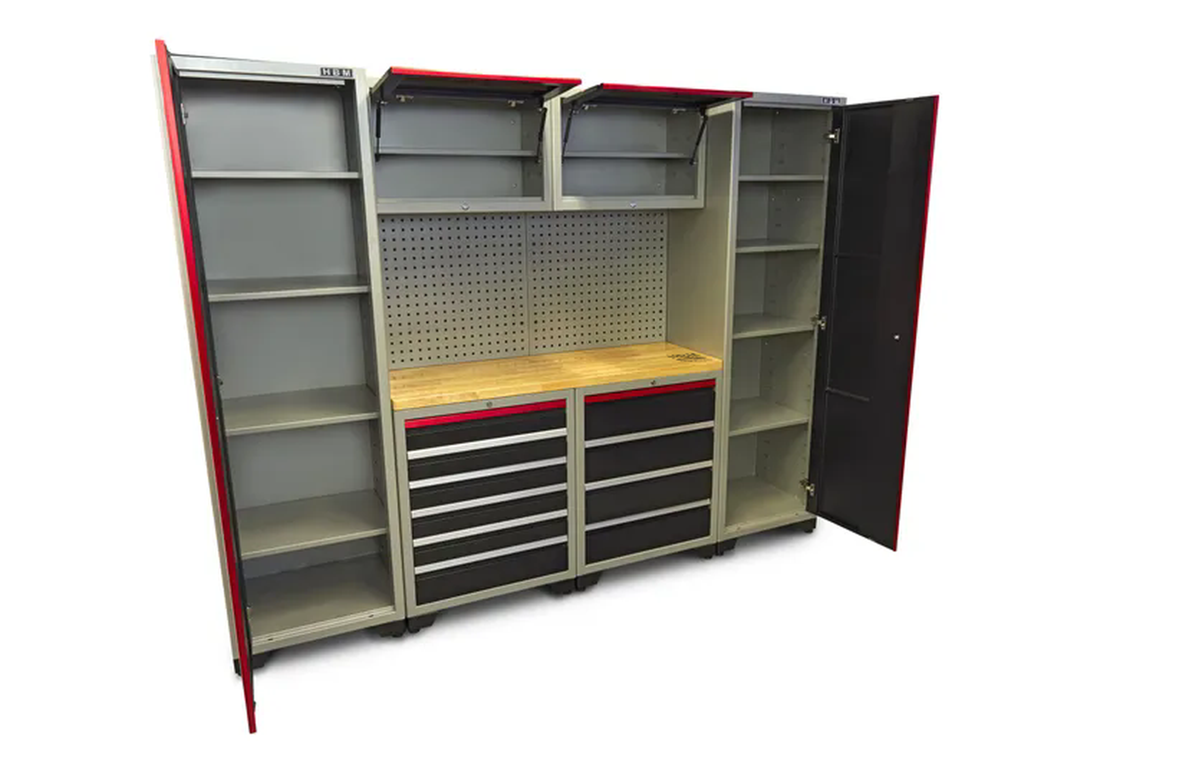 HBM professional deluxe modulair werkplaatssysteem, 9-delig, zwart rood Image 7