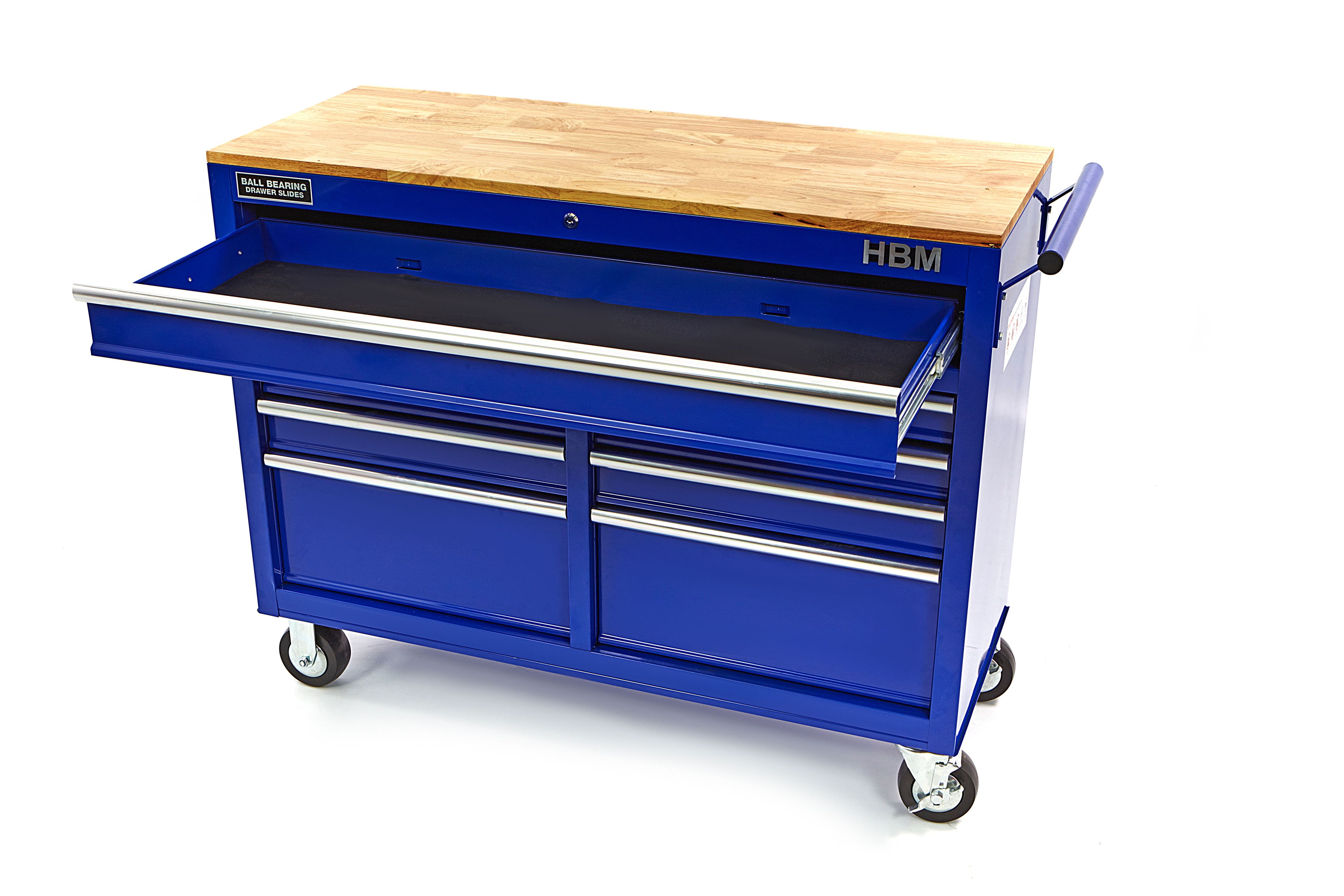 HBM Carrello portautensili mobile, banco da lavoro con piano di lavoro in legno 117 cm Image 2