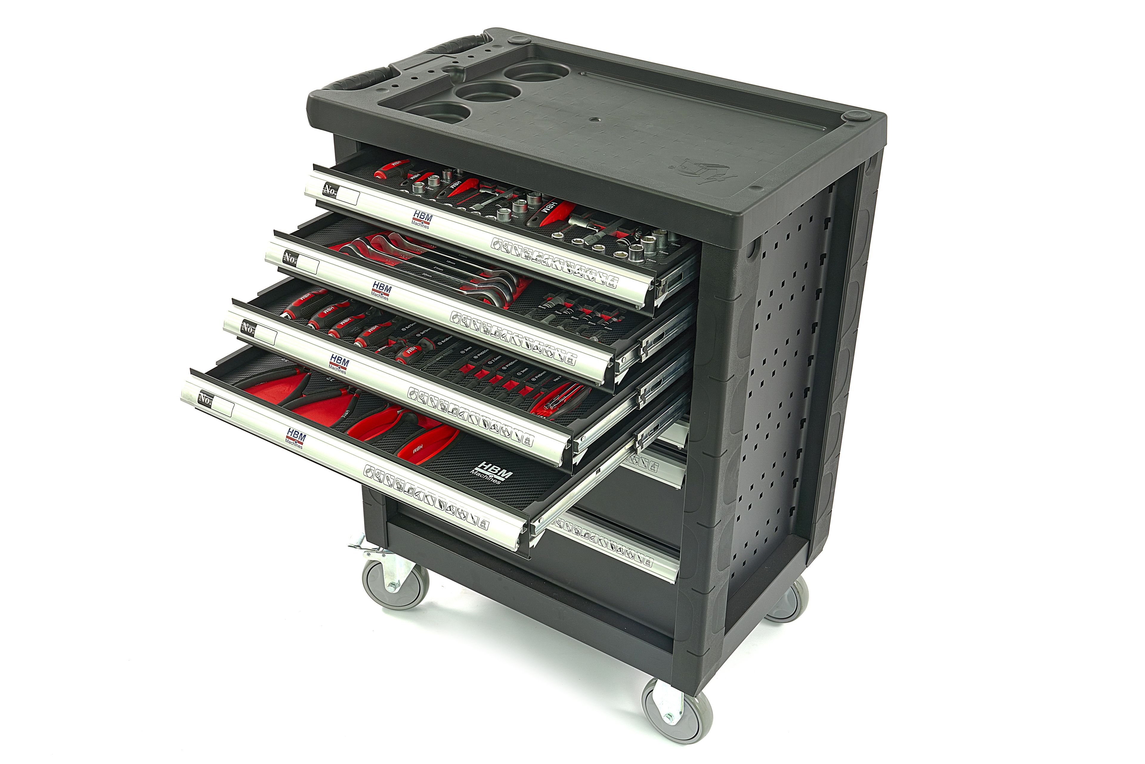 HBM gevulde gereedschapswagen 154-delig, zwart Image 3