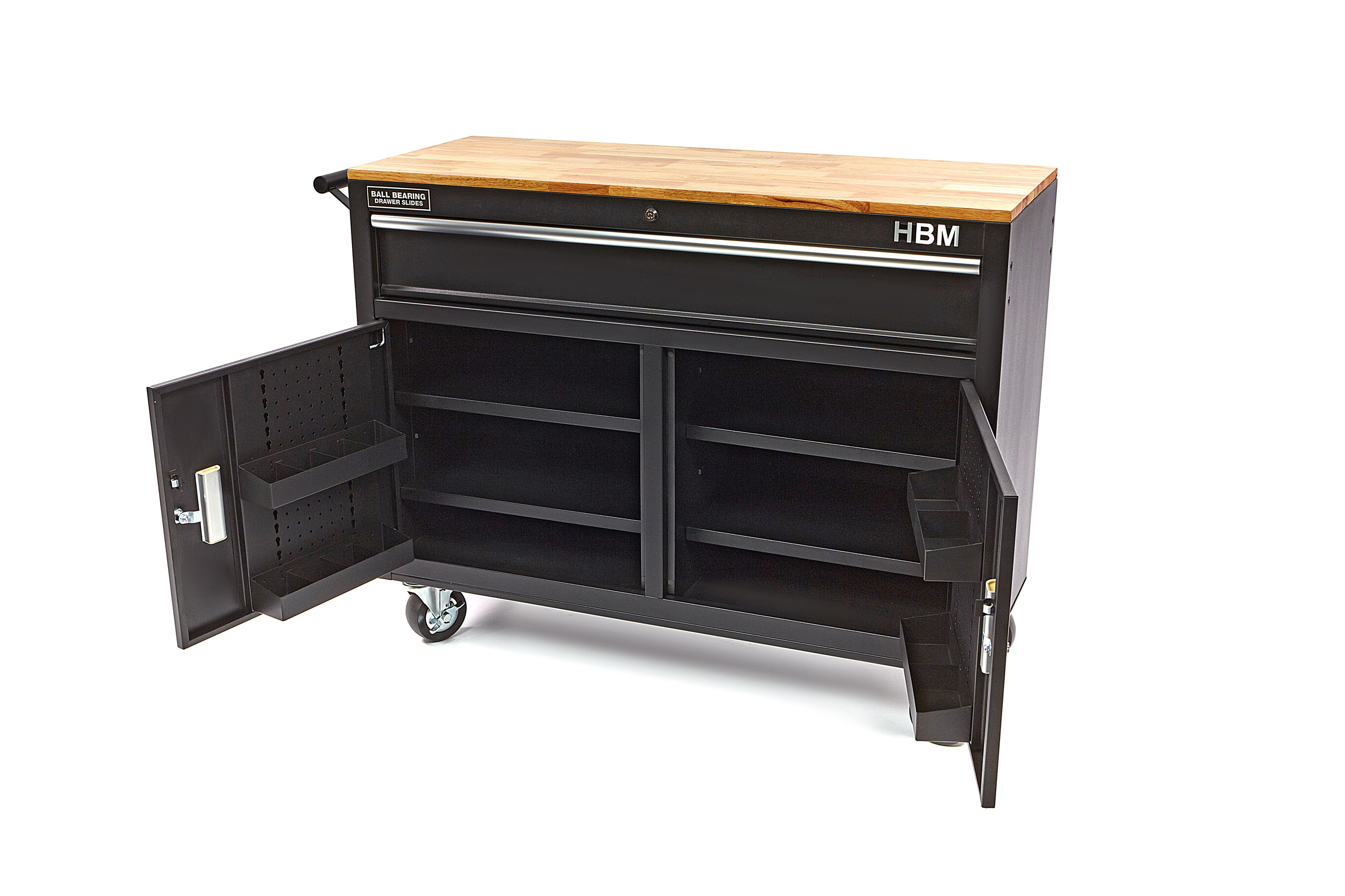 HBM Profi fahrbarer Werkzeugwagen Werkbank, 117 cm, schwarz Image 3