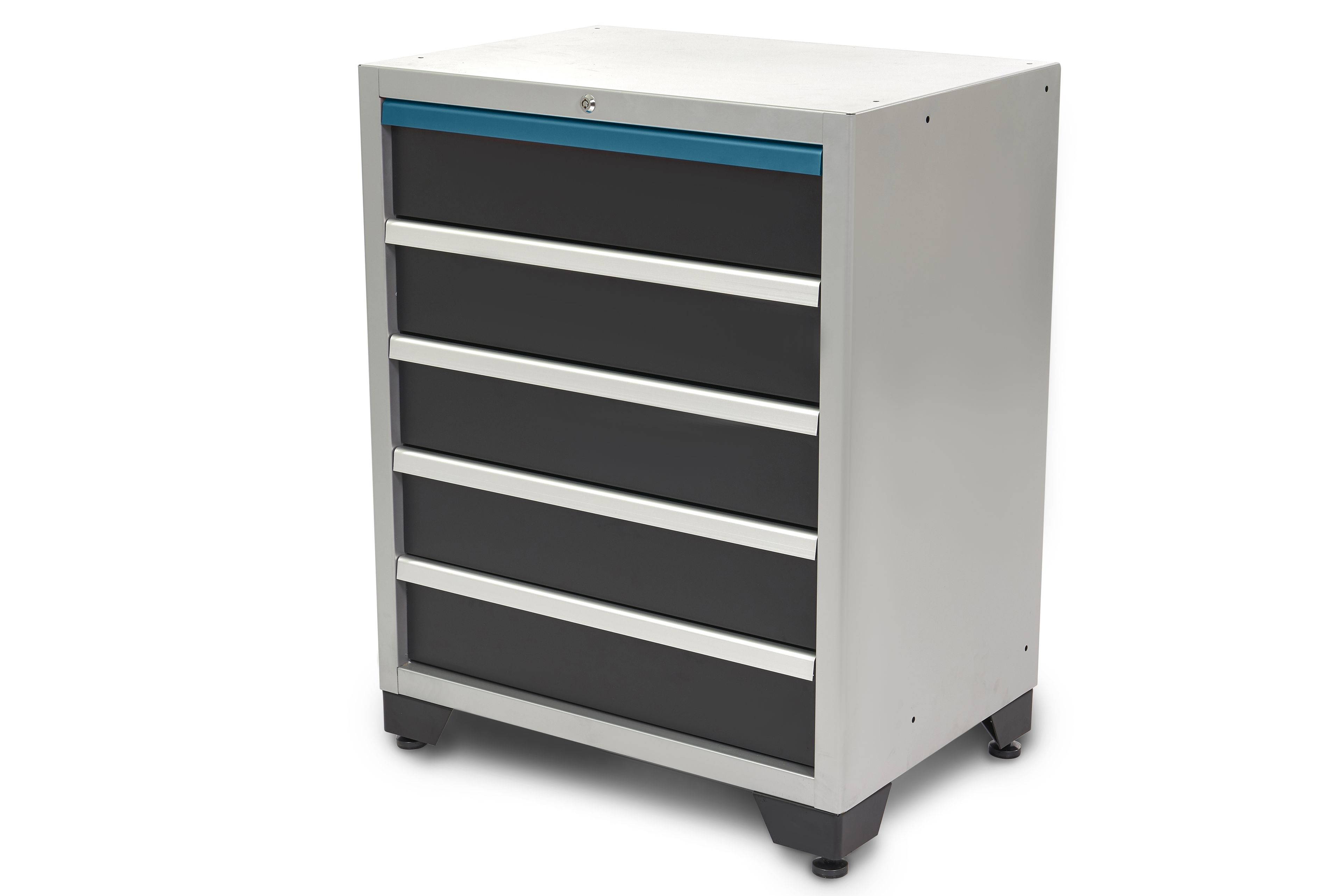 Armario de herramientas profesional HBM 5 Cajones Deluxe para la organización del taller negro azul