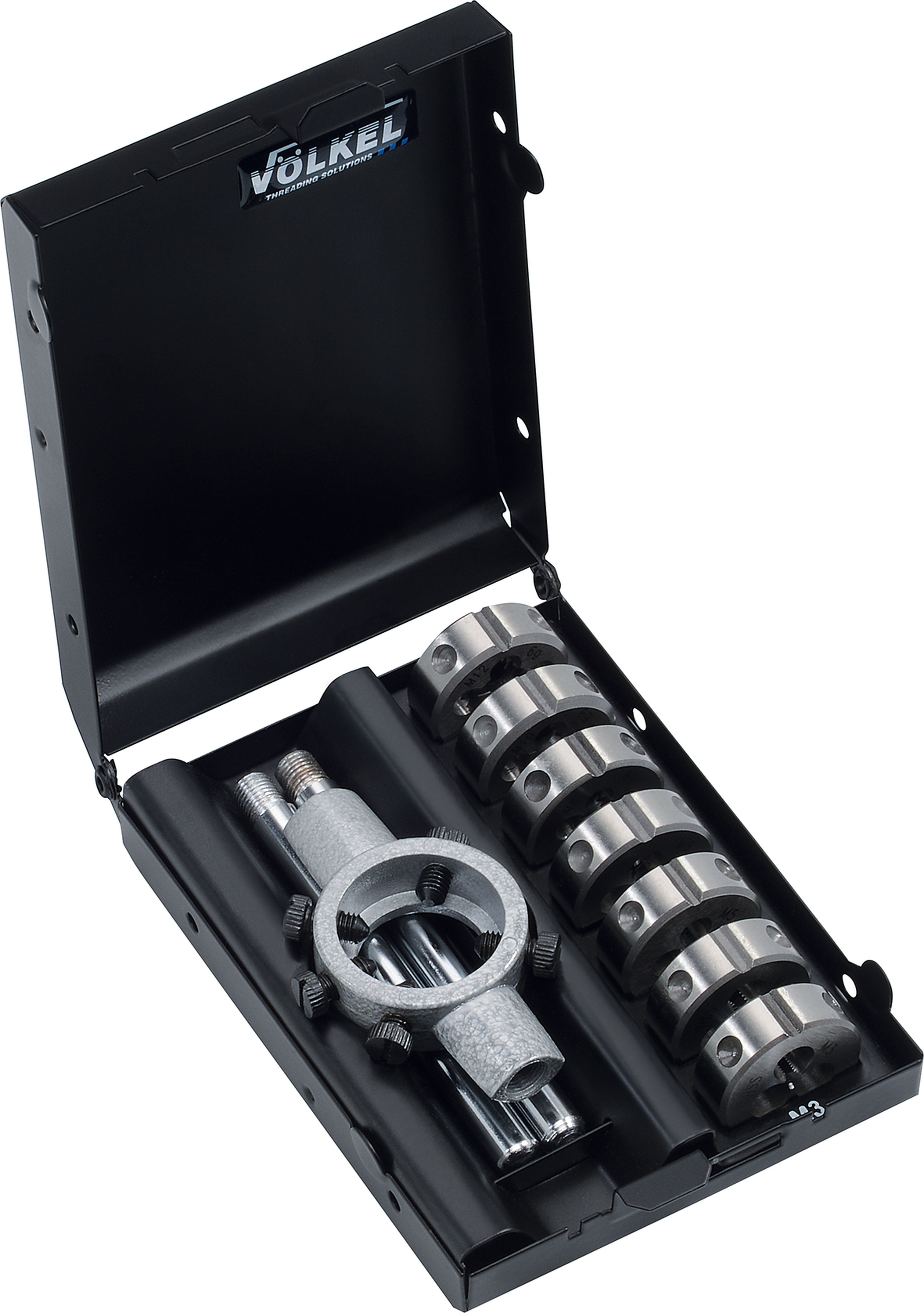 Volkel ronde snijplaat set P.V.92, M 3 - 12, inclusief houder, 8 delig