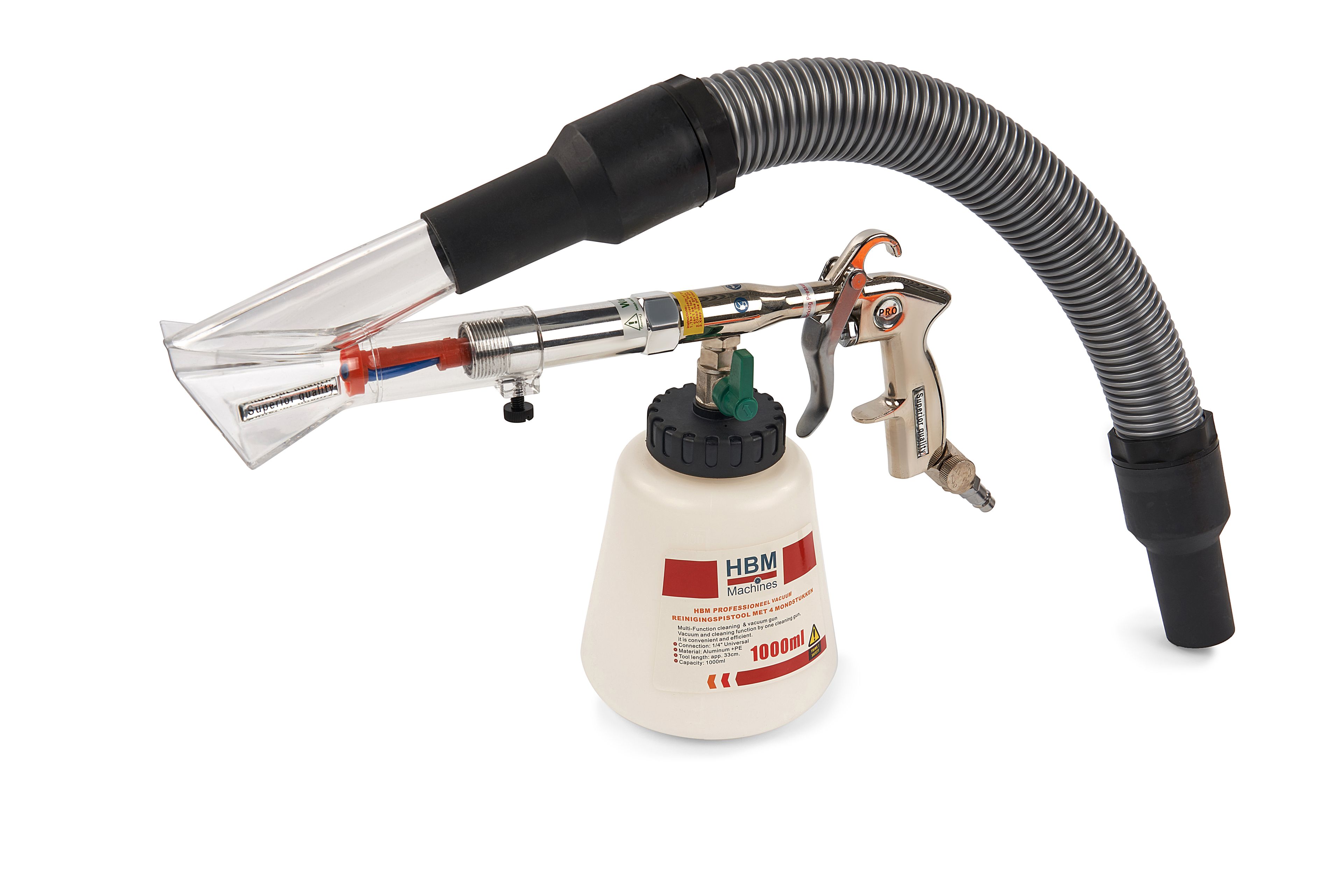 Pistola de limpieza a vacío profesional HBM con 5 boquillas Image 3