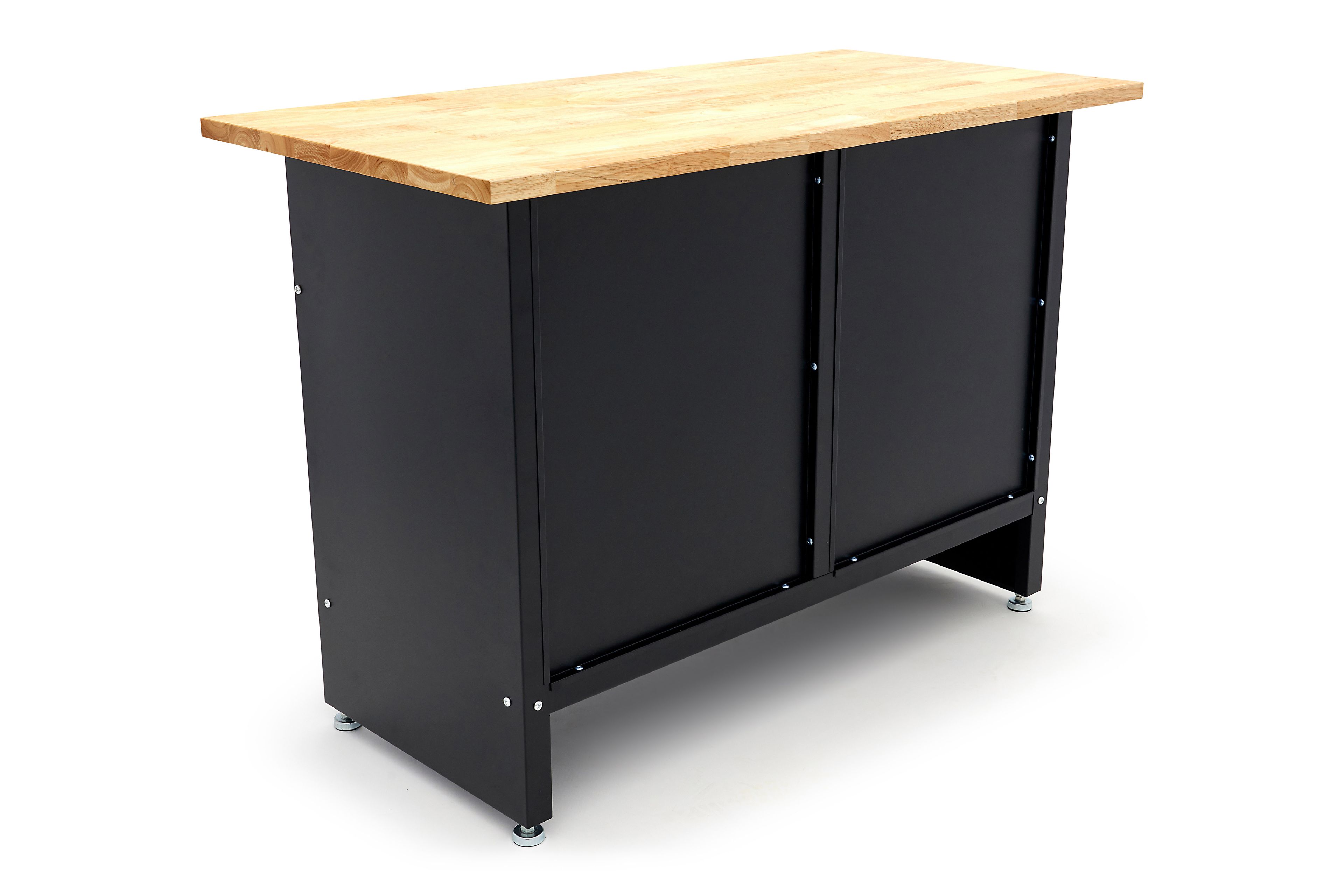 HBM werkbank 120 cm met 8 laden, massief houten werkblad, zwart Image 11