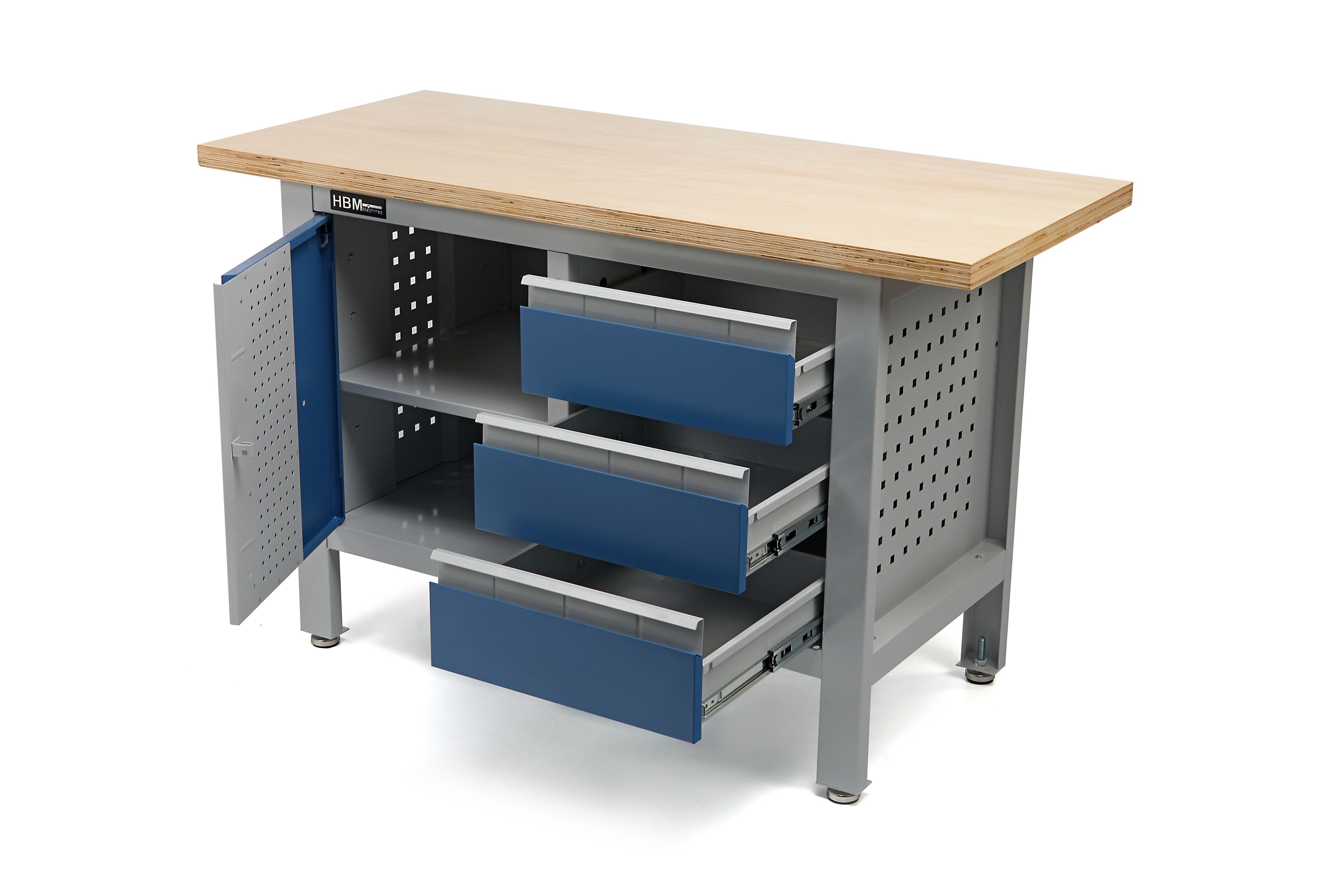 Banco di lavoro HBM da 120 cm con 3 cassetti e 1 porta Image 2