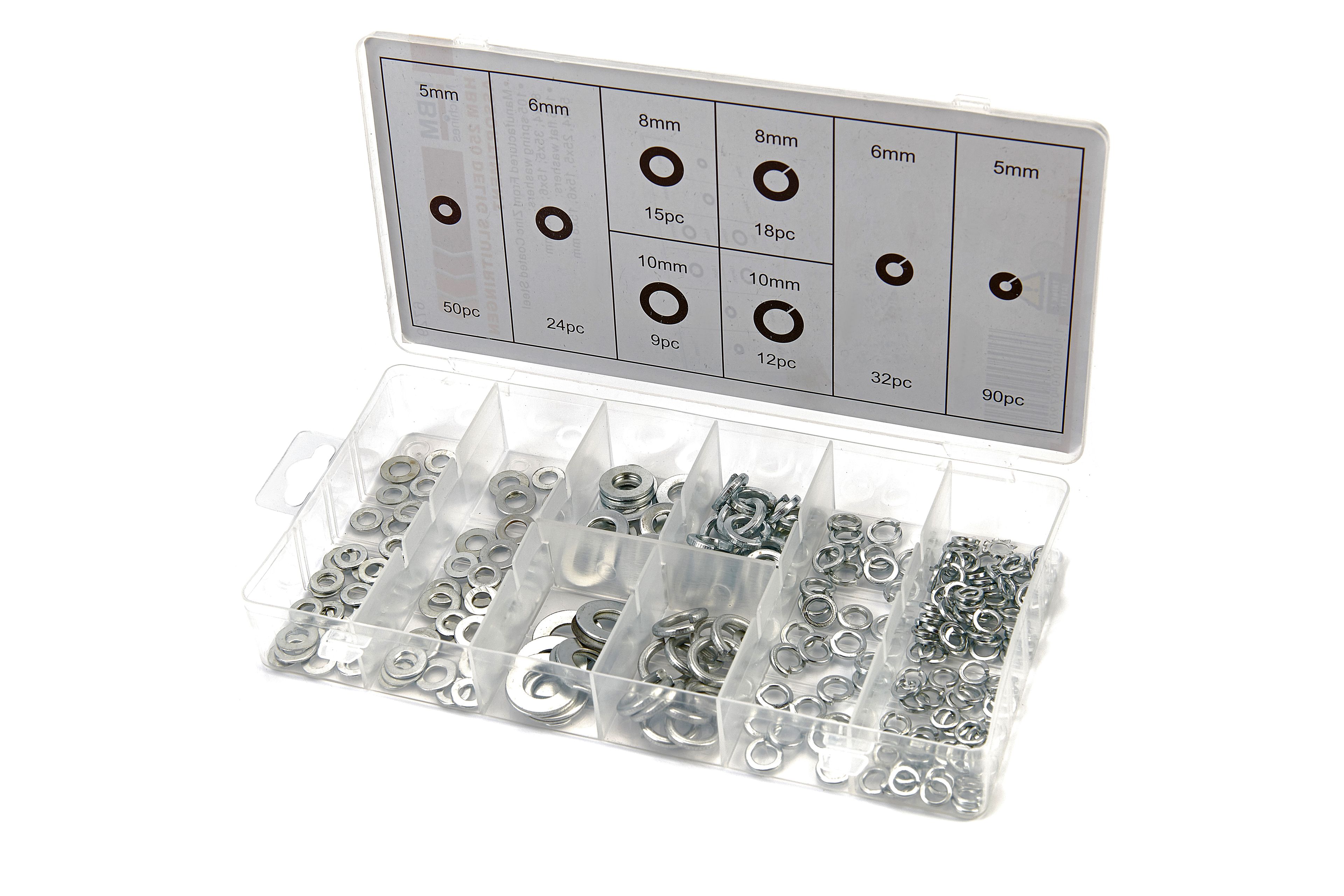 Conjunto de arandelas de cierre y anillos de resorte HBM 250 Piezas