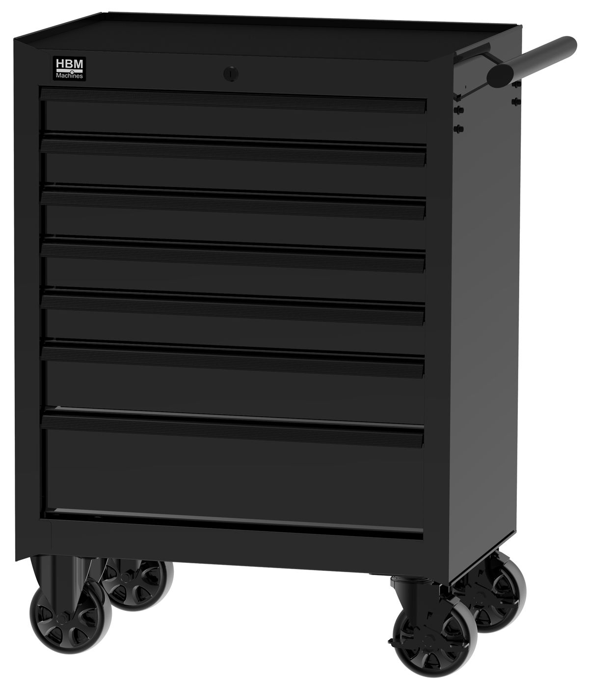 HBM Carro de herramientas 7 cajones, negro