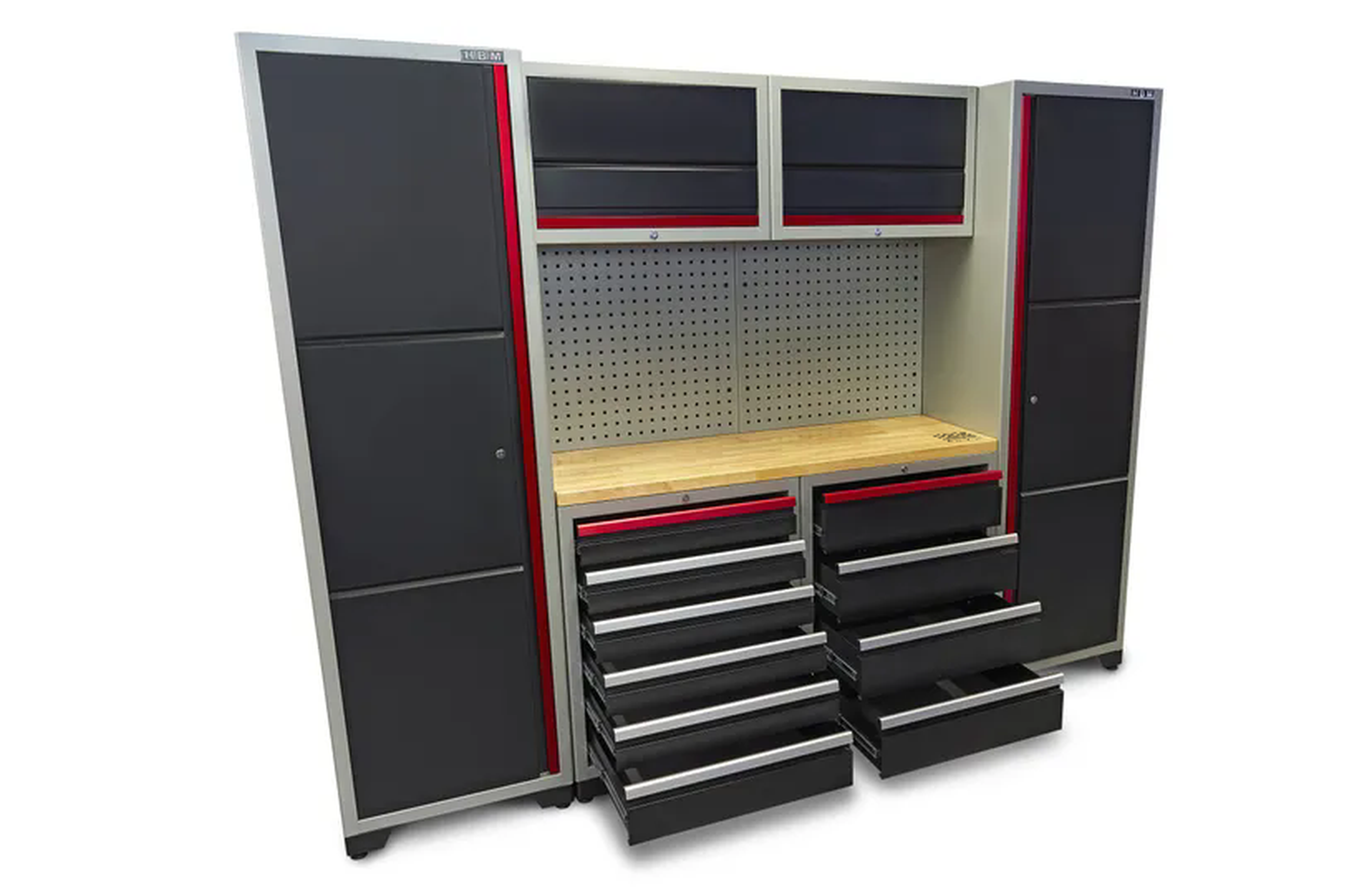 HBM professional deluxe modulair werkplaatssysteem, 9-delig, zwart rood Image 4